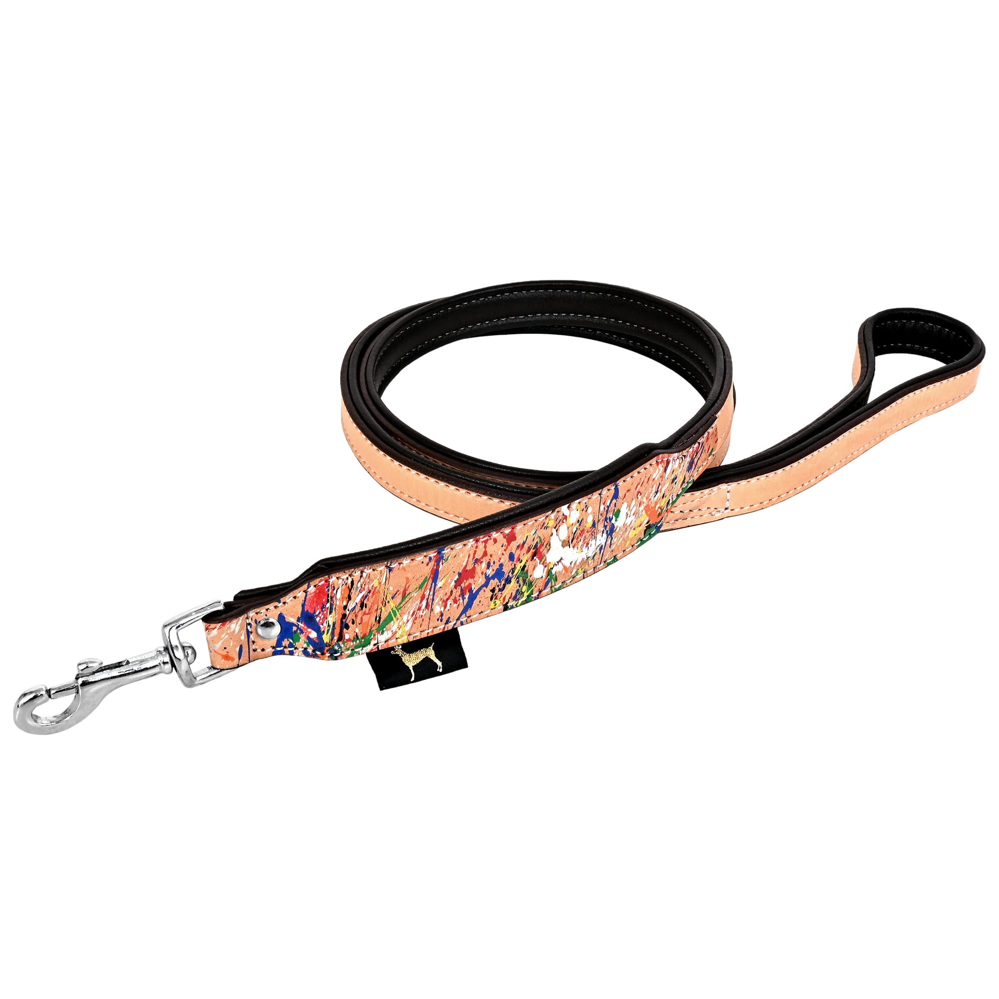 MICHUR Graphiti Braun Bunt gesprenkelt Leine, Hundeleine Leder, Flachleine, Lederleine Hund, PASSEND ZUM Halsband Graphiti, Gr. 150cm x 2,5cm