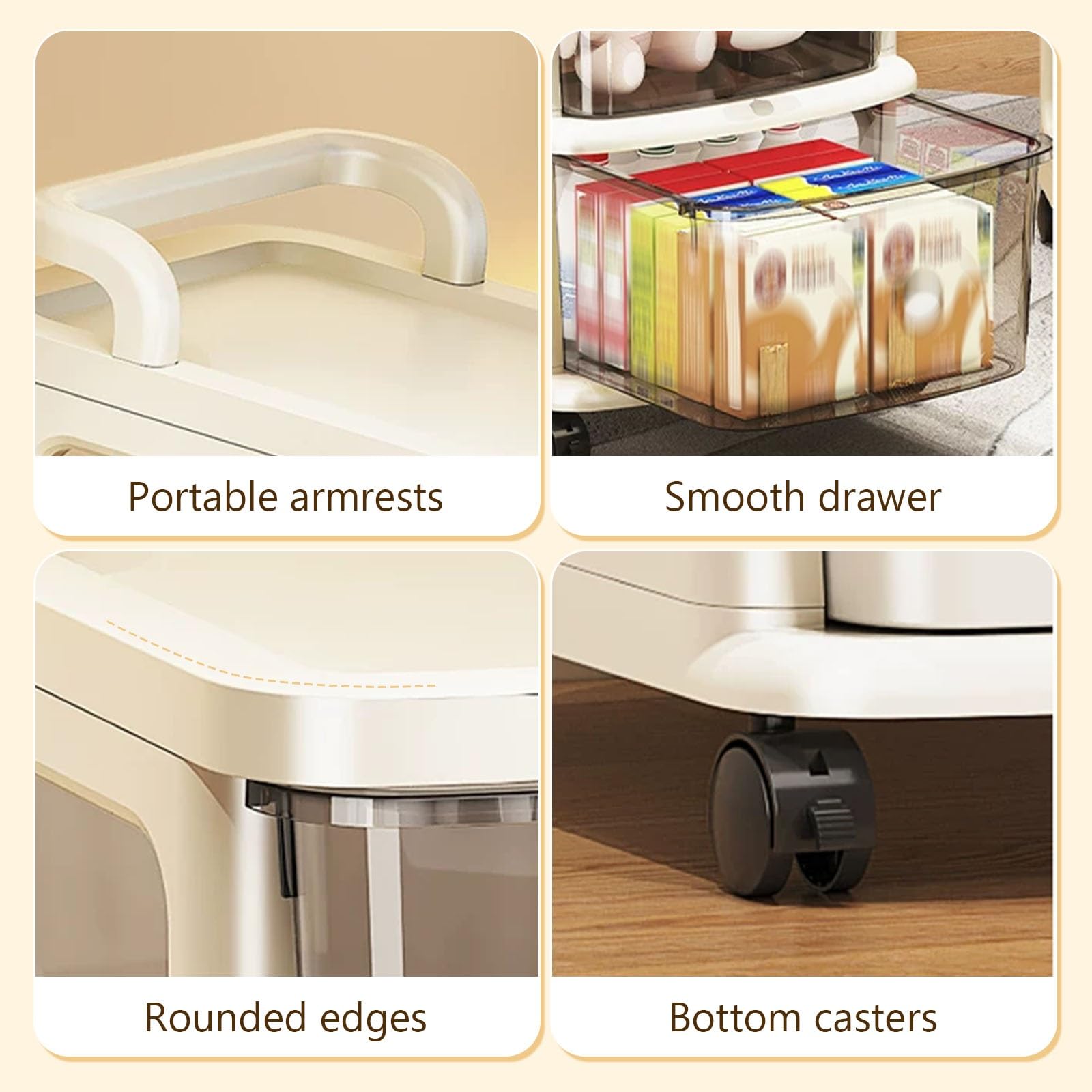 Carrello Portaoggetti Mobile con Cassetti, Organizer con Ruote for Camera da Letto, Soggiorno, Bagno, Cucina, Ufficio