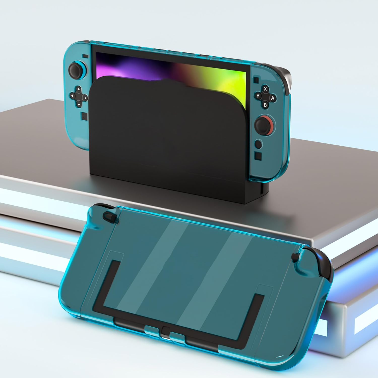 RHOTALL [Upgraded Version Easily Dock] Clear Blue Dockable Case for Nintendo Switch 2 2025,Protective Hard PC Shell,Slim Transparent Cover with Detachable joycon Compatible with Switch 2 - Image 7