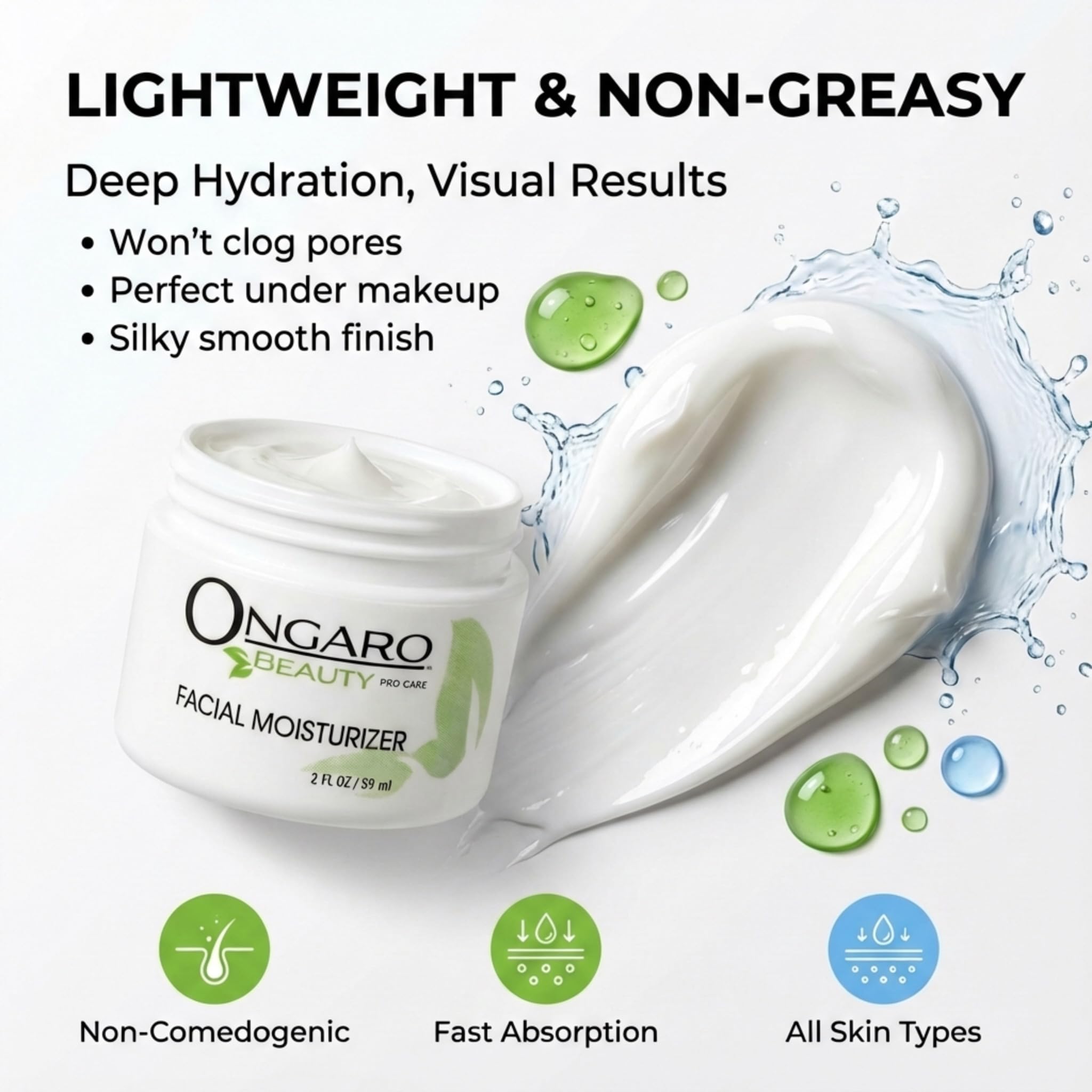 Ongaro Beauty Organic Probiotic Facial Moisturiser with Probiotic Technology, Organic Aloe Vera, Apple Stem Cells, and Peptides provides daily nourishment to the skin - 60ml