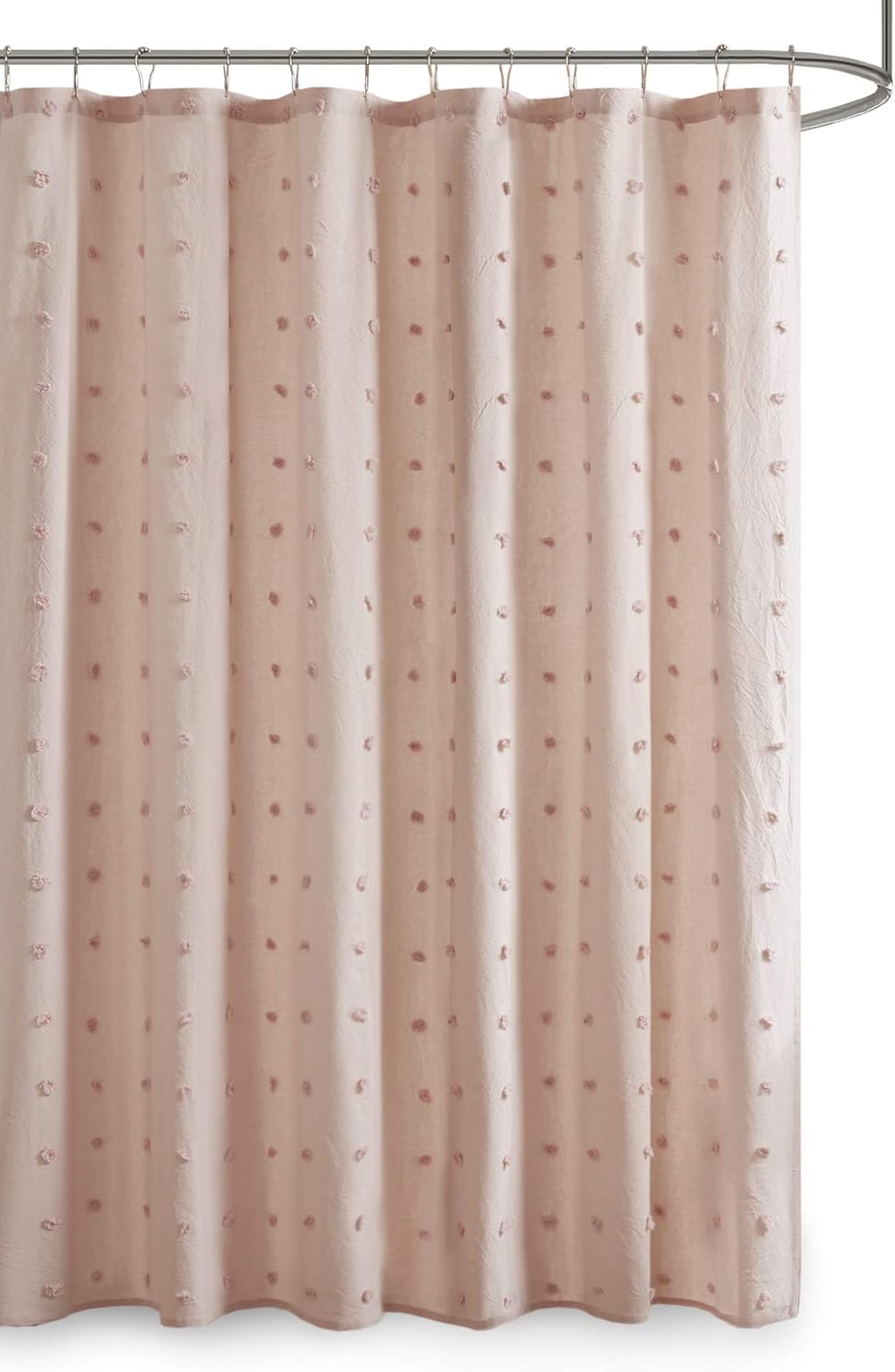 Urban Habitat UH70-2242 Brooklyn Cotton Fabric Shower Curtain Jacquard Pom Machine Washable Shabby Chic Modern Home Bathroom Décor Bathtub Privacy Screen, 70" x 72", Pink