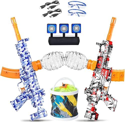 METIRA Juego de 2 bolas de agua completamente automáticas, juguete eléctrico con 100000 bolas de gel para cumpleaños, juegos de equipo al aire