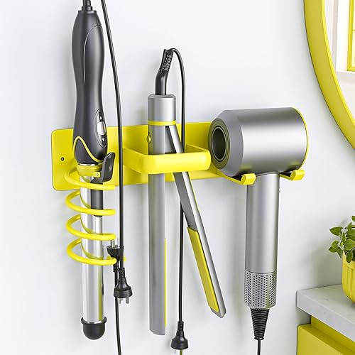 Miniatura 7 de Tindbea Soporte para secador de pelo, soporte para rizador de pelo, plancha plana, soporte para secador de pelo montado en la pared, organizador de