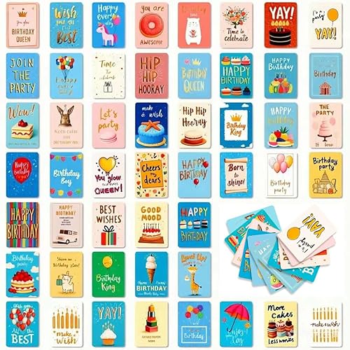 50 Pcs Birthday Greeting Cards, Various Handwritten Cards Birthday Mini