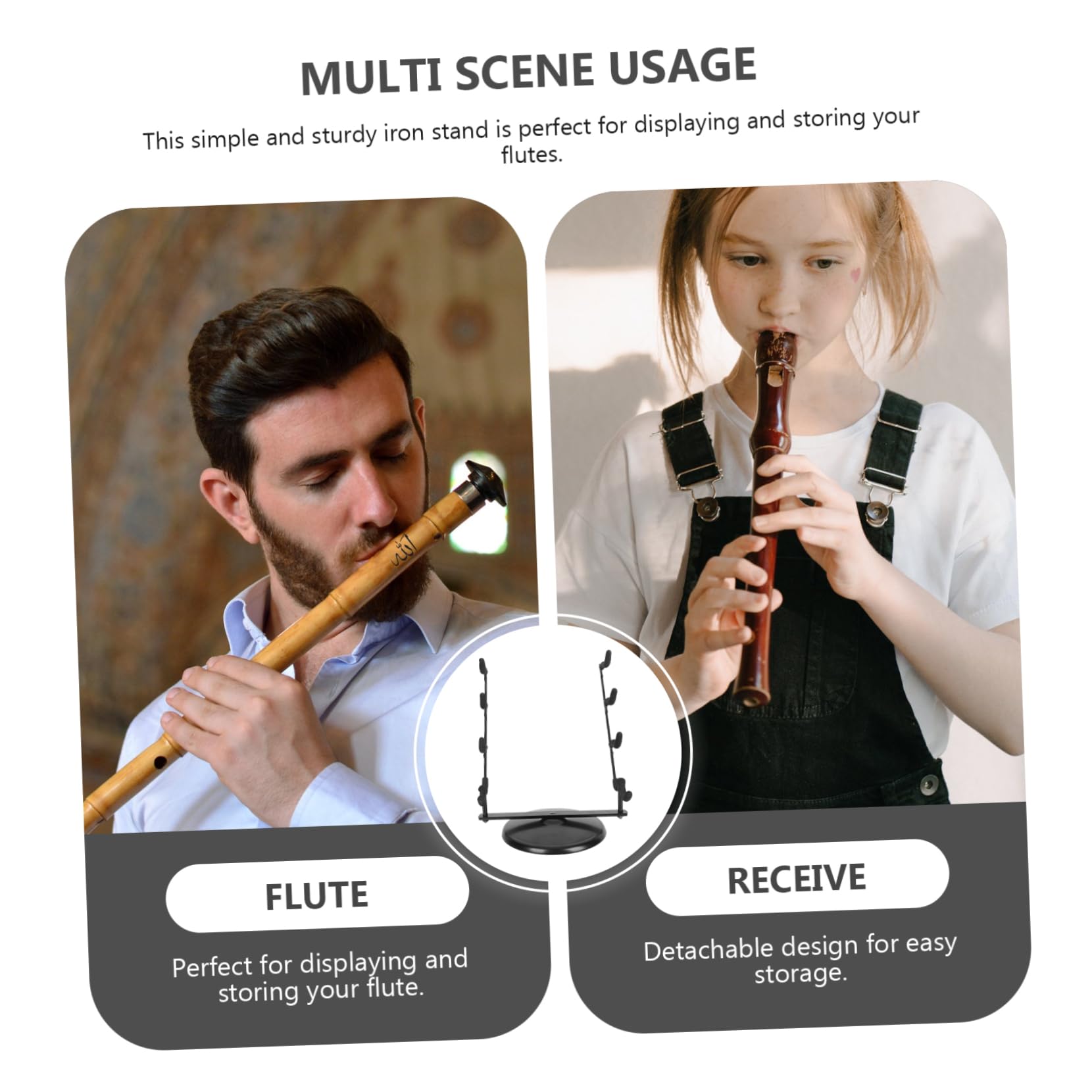 Hemoton Bamboo Flute Stand Dizi Display Rack Flute Music Holder Musical Instrument