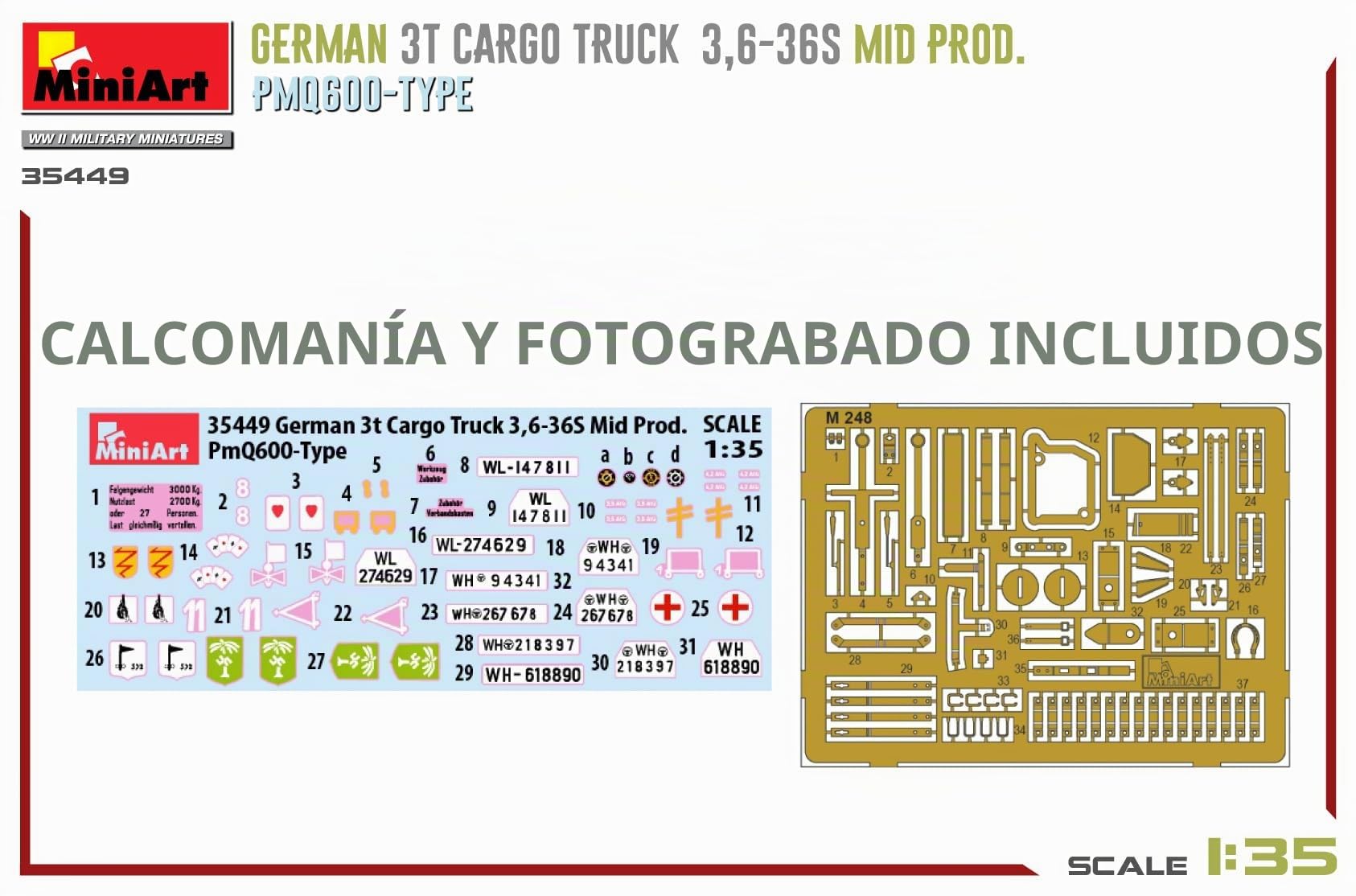 Miniart 35449 1:35 DT. 3t Camión de Carga Mid Prod. PmQ600 - reproducción Fiel, modelismo, Kit plástico, Manualidades, Hobby, Pegar, modelismo, ensamblar, sin Pintar