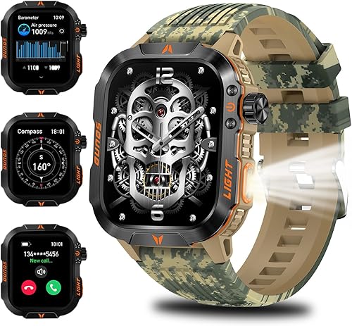 Miniatura 1 de QTLLBT - Reloj militar para exteriores, altímetro, barómetro, brújula, táctico, inteligente, para fitness, monitor de ritmo cardíaco, monitor de