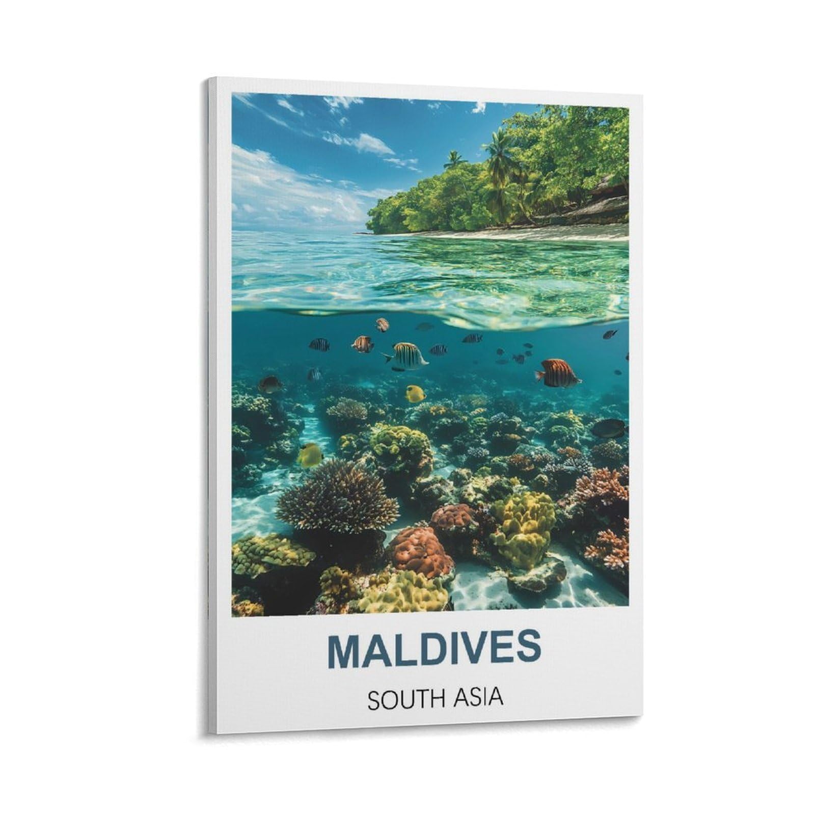 FJIWECWSQ Maldives South Asia Vintage Travel Poster 08x12inch(20x30cm) Canvas Wall Art Painting Prints