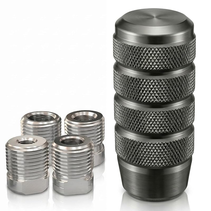 Manopla de Câmbio Esportiva com Peso em Alumínio, 9,6 cm, 4 Adaptadores M8 M10 M12 YCooiFo Cinza