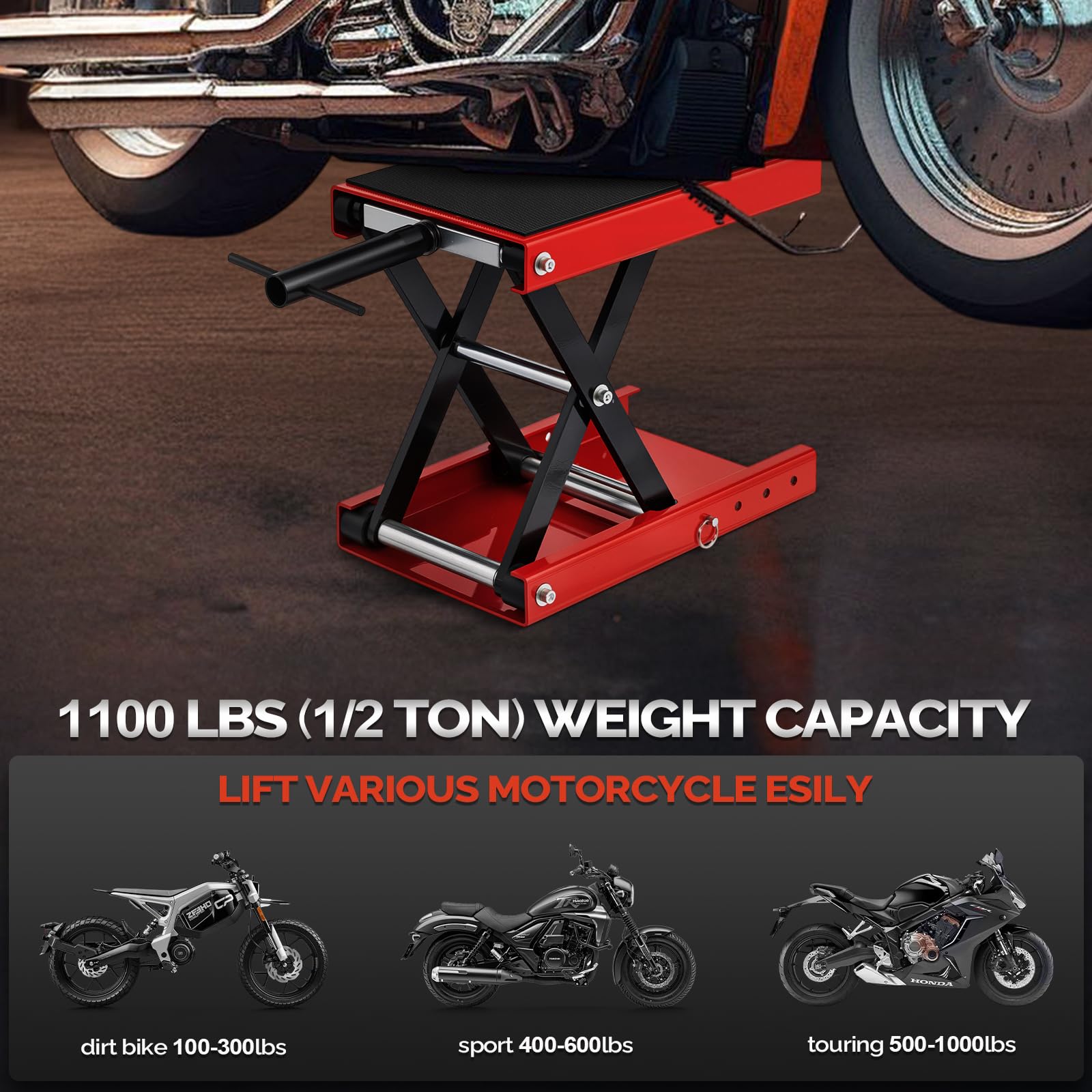 Amazon.com: TUFFIOM 1100LBS Motorcycle Scissor Lift Jack，Height