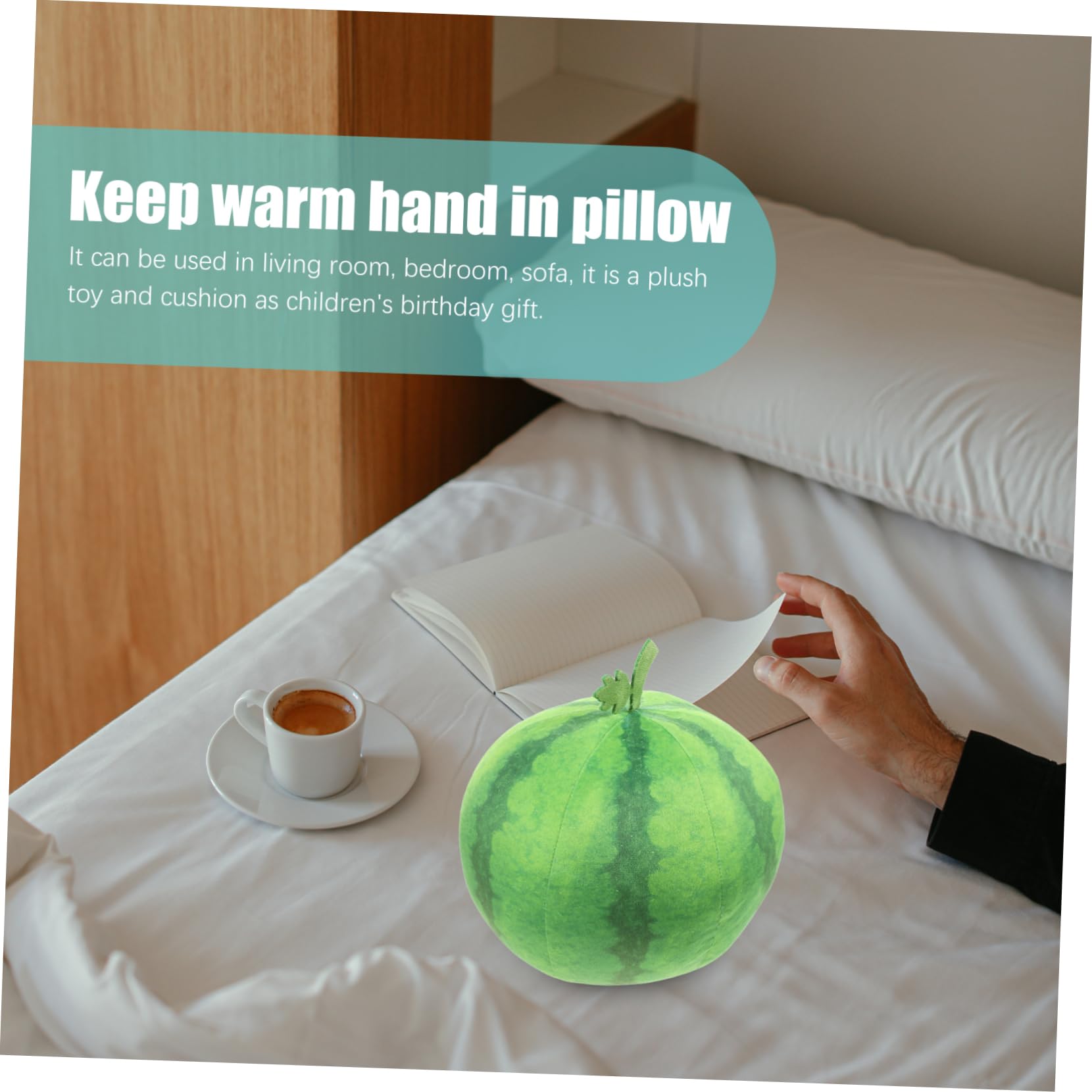 Coussin Pastèque En Peluche Doux - 37,5 Cm, Lavable, Décoratif Et Confortable Pour Salon, Chambre, Bureau