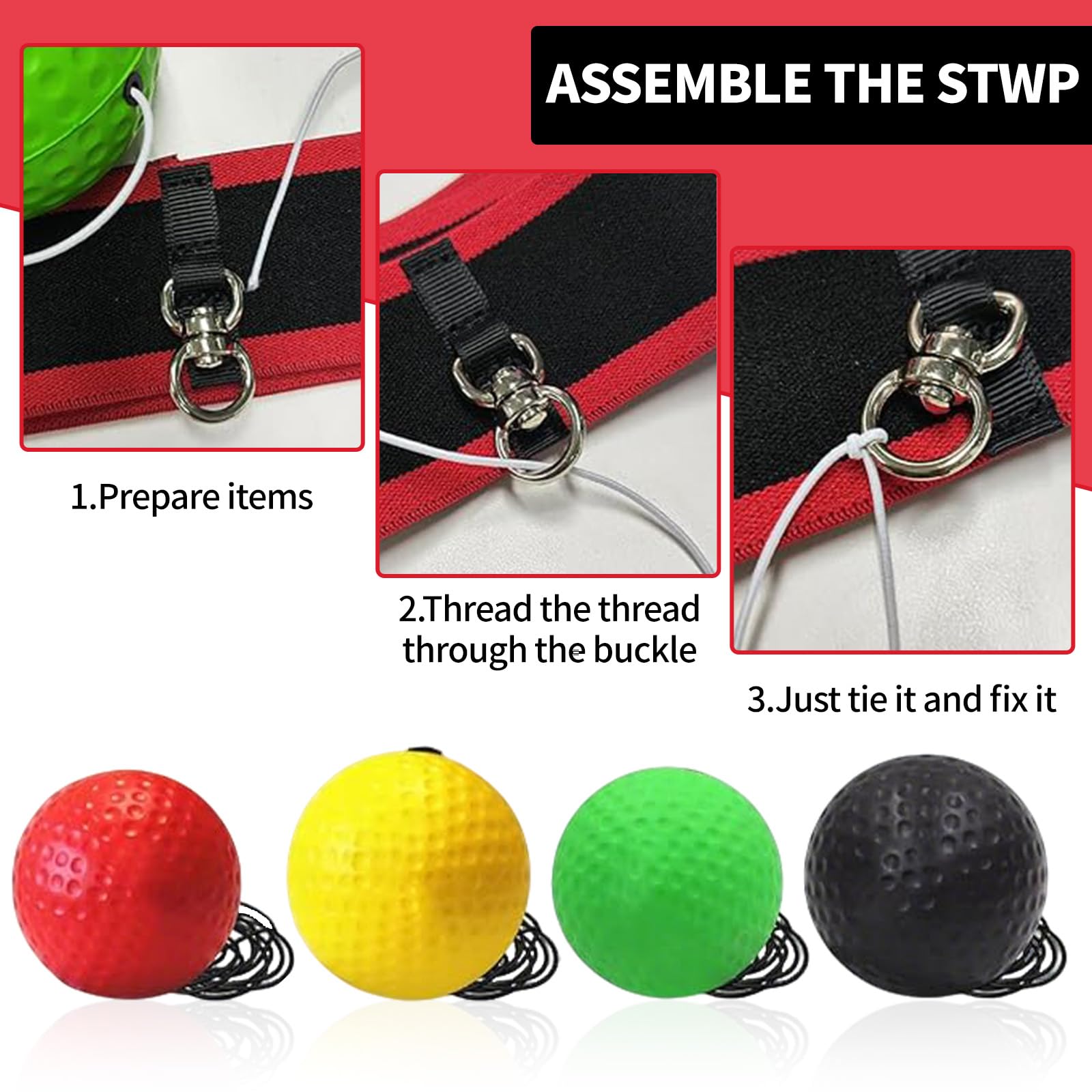 Reflex Ball – Ballon De Boxe Avec Bandeau, 4 Balles + 2 Bandeaux, Pour Toute La Famille Dès 10 Ans