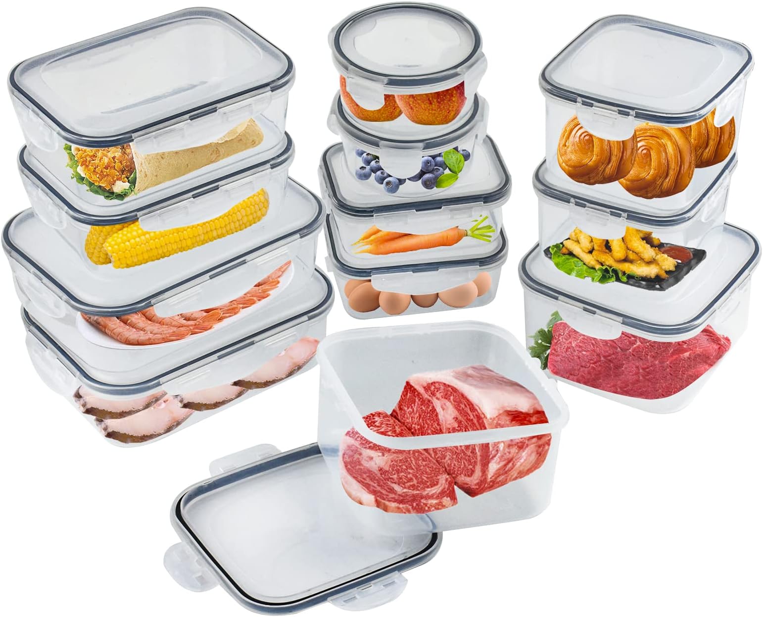 HAJTECH BPA-Free Food Storage Container Set with Lids - Microwave, Freezer, and Dishwasher Safe ...