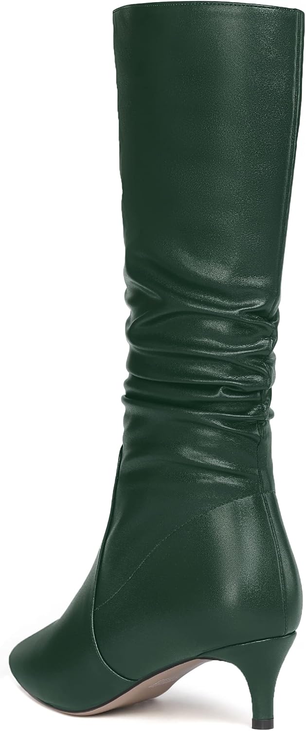 WAYDERNS Womens Dating Solid Zip Pointed Toe Fashion Matte Kitten Low Heel Mid Calf Boots 2 Inch - Image 7