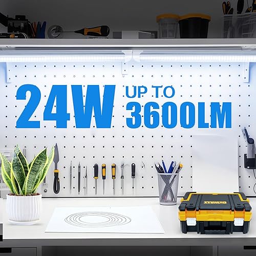 Miniatura 2 de CNSUNWAY - Luz LED para tienda de 2 pies, 24 W, 3600 lúmenes, 6500 K, súper brillante, lámpara LED integrada T8, forma de D, alto rendimiento, luces