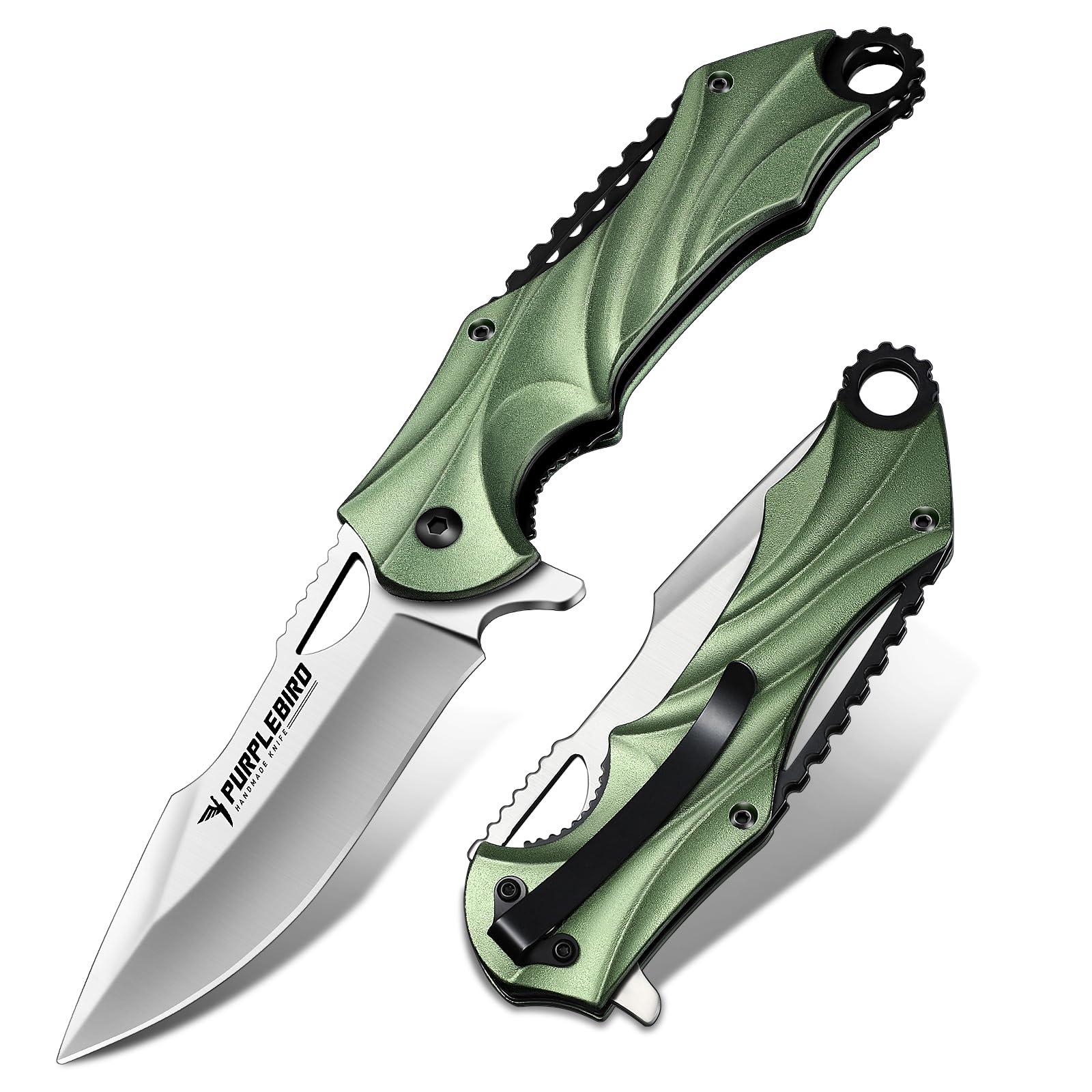 PURPLEBIRD Klappmesser Taschenmesser, Survival Outdoor Messer mit Coolem Aussehen,Tolle Sammlung Geschenke für Männer