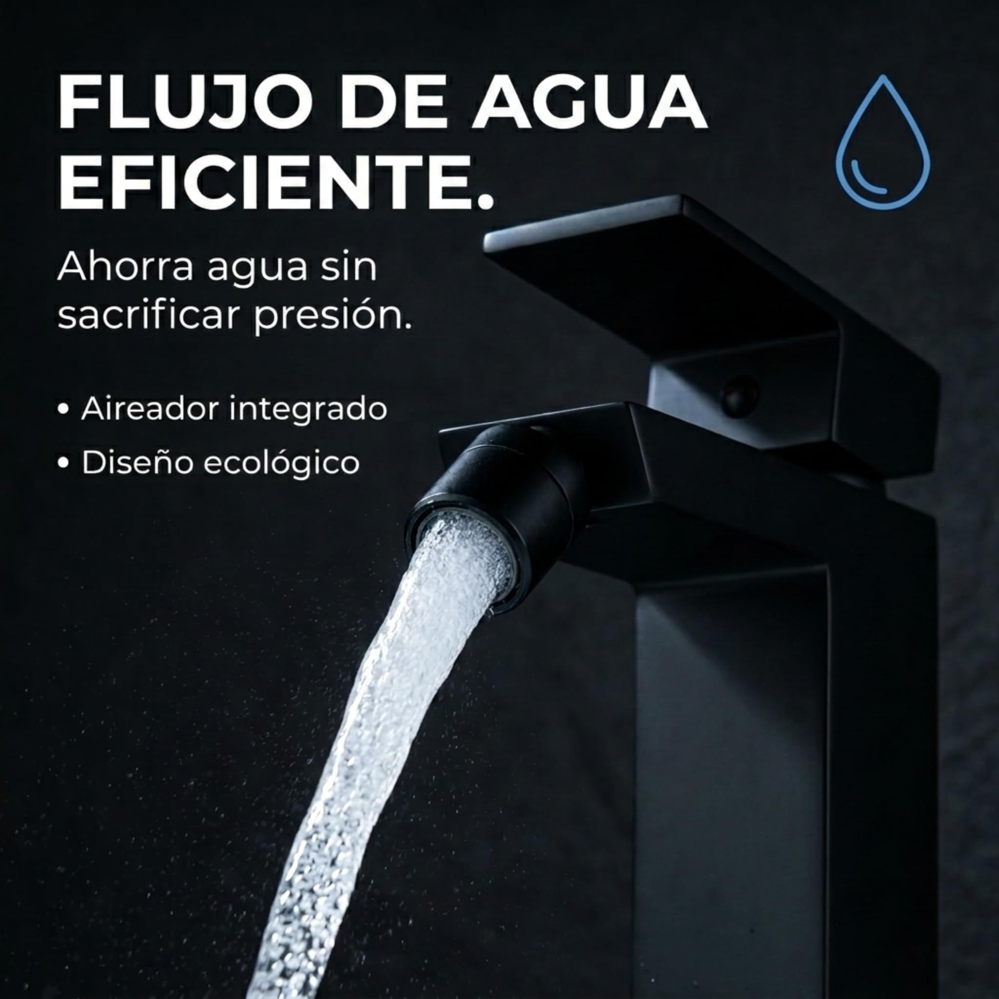 VALAZ Rubinetto Bidet Nero Opaco | Miscelatore Lavabo Bagno Acqua Fredda e Calda, Risparmio Acqua | Installazione Facile e Veloce | Ottone, Inossidabile, Elegante, Quadrato, Serie Segura