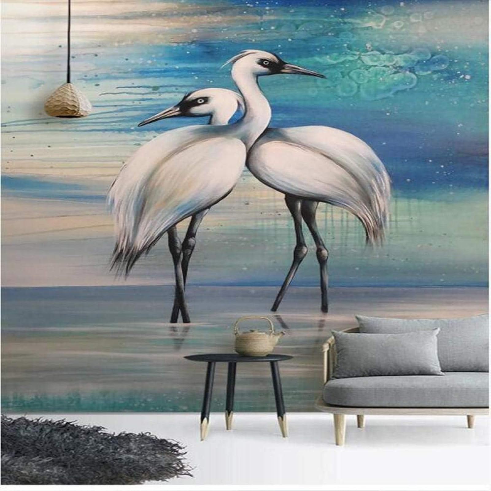 Papel pintado premium XLMING textura seda pájaros arte hecho a mano