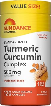 Sundance Turmeric Curcumin Complex | 120 Capsules | with Black Pepper Extract | Traditional Herb | Non-GMO and Gluten Free Supplement