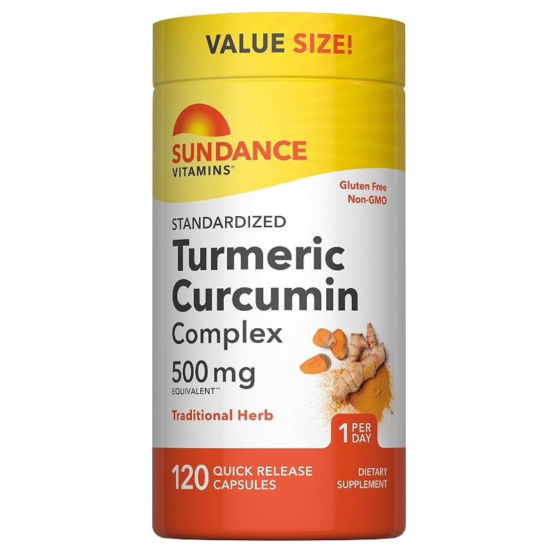 Sundance Suplemento de Cúrcuma e Curcumina com Extrato de Pimenta-preta, 500 mg, 120 cápsulas