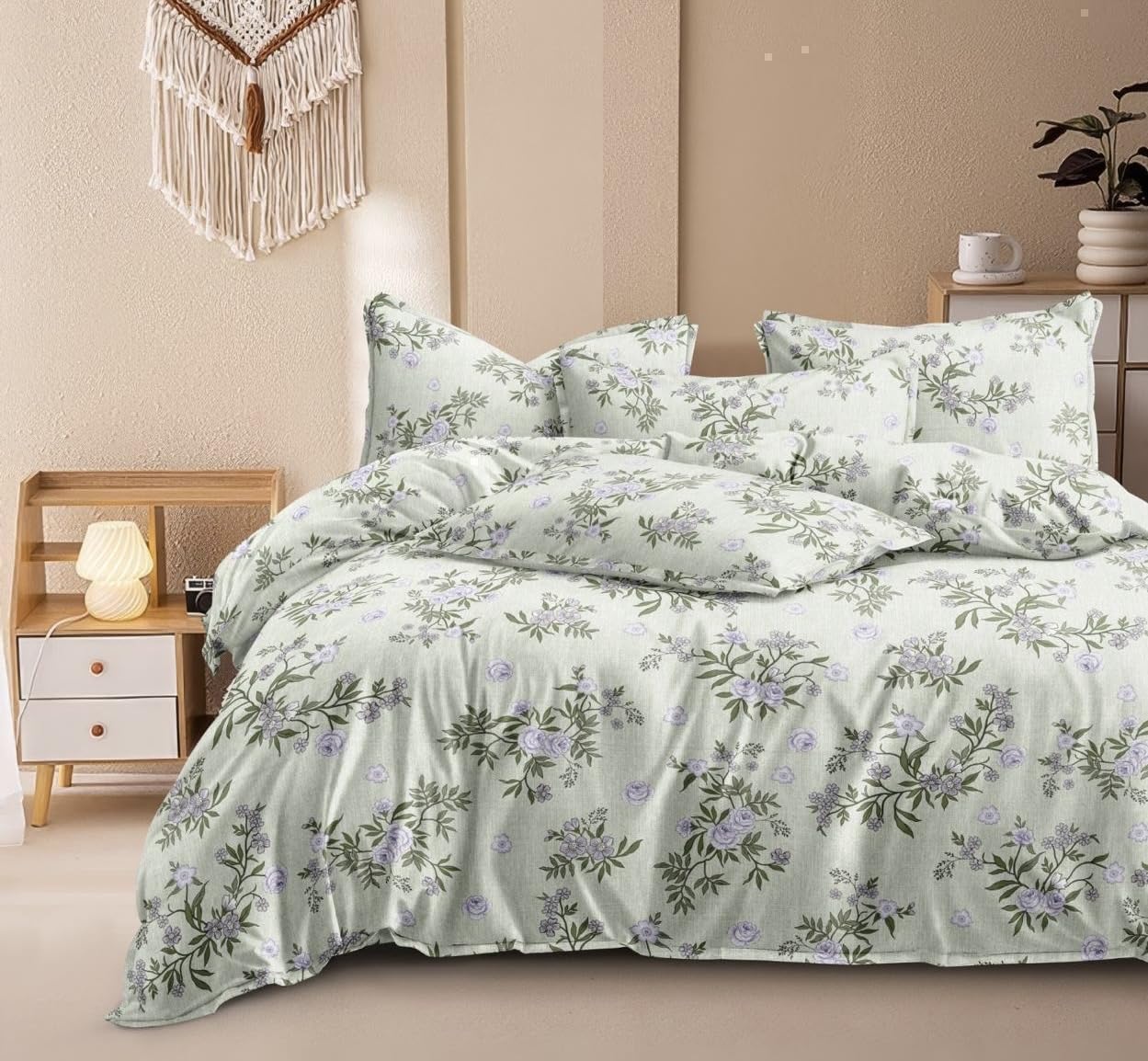 Furnistitchs Glace Cotton Double Super King Size Bedsheets 108x108 with 2 Pillow Covers - Bed Sheets for Double Bed (Pista Green Floral) (B0D9YT6ZZZ) Amazon Price History, Amazon Price Tracker
