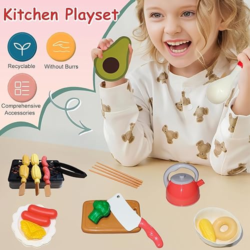 Miniatura 3 de 61Pcs Accesorios de juguete de cocina para niños (rojo)