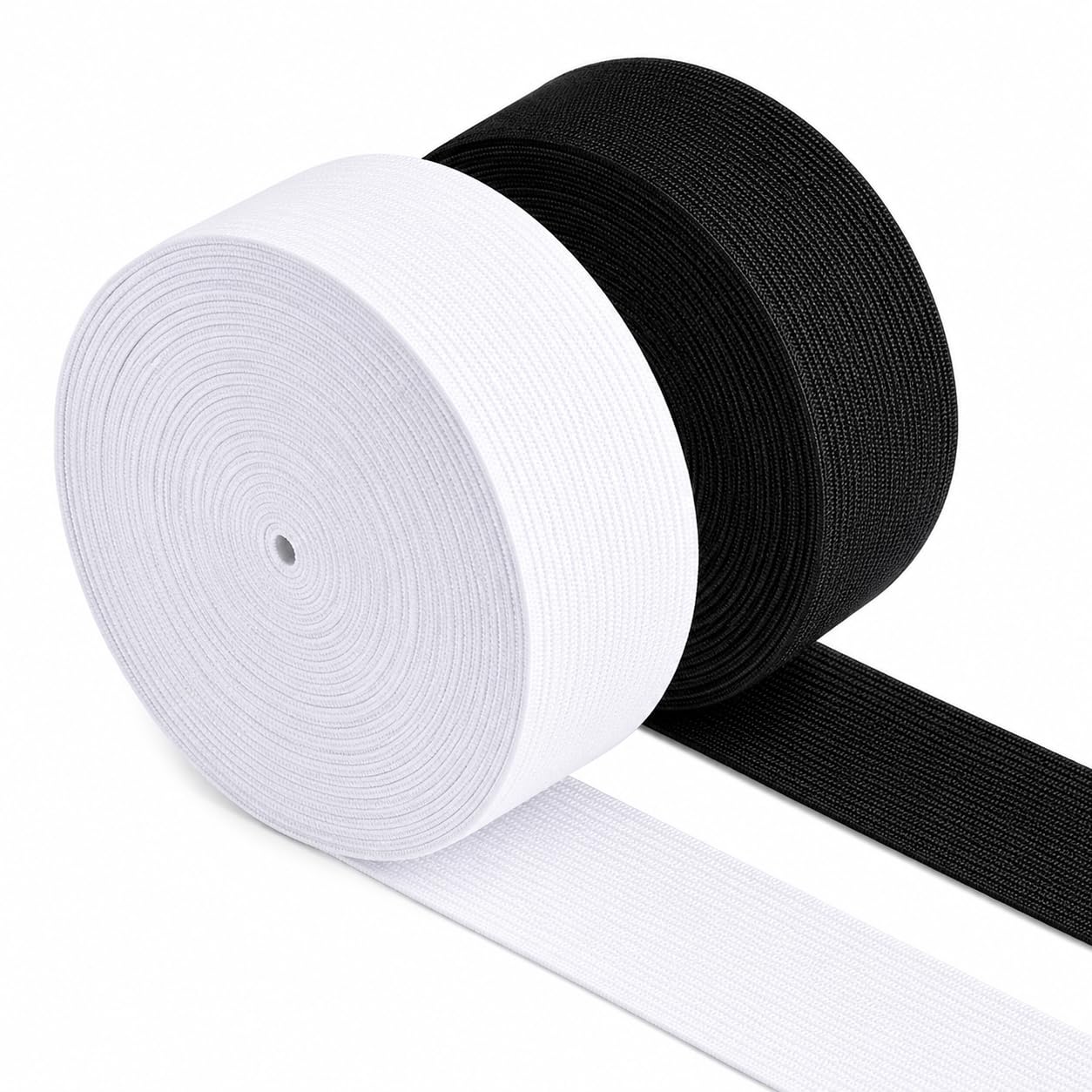 Gummiband Nähen 30 mm Breit, 20m Schwarz & Weiß Elastisches Band für Bund, Hosen, Perücken und DIY-Bastelprojekte