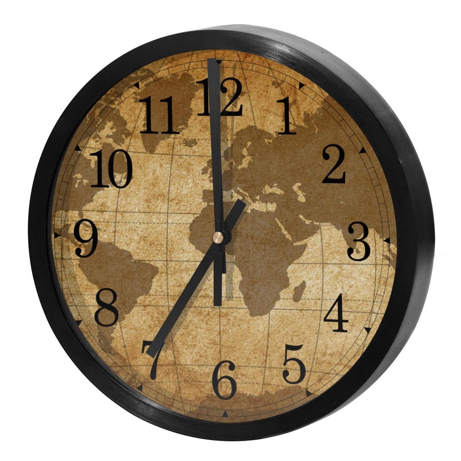 Horloge murale silencieuse quartz carte du monde vintage pour maison