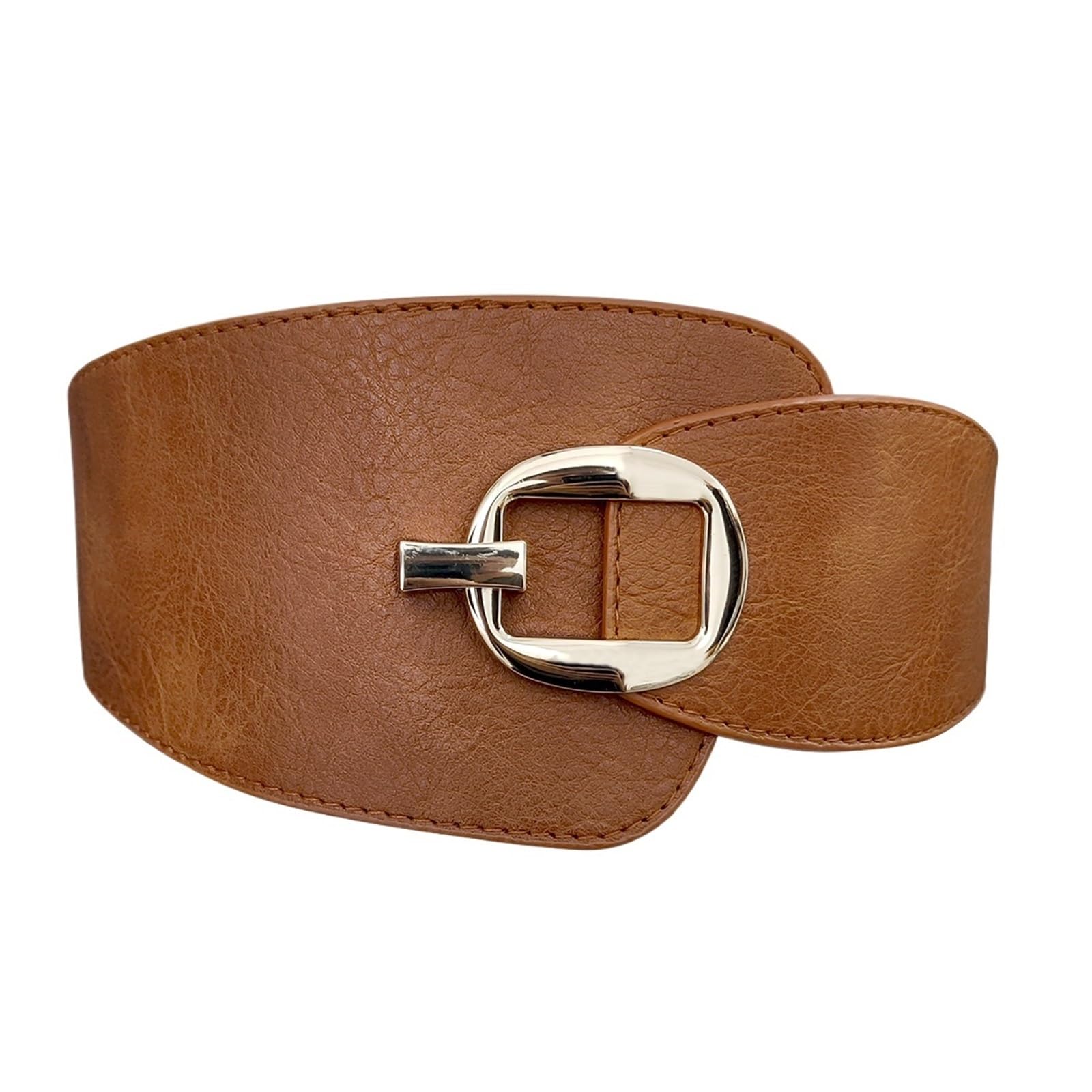 YDYAENIO Plus Size Big Stretch Cummerbunds Waist Big Elastic Waistband Designer Belts For Women Rotate Buckle Dress Corset Brown for Wedding, Prom, Formal Event(Camel Belt)