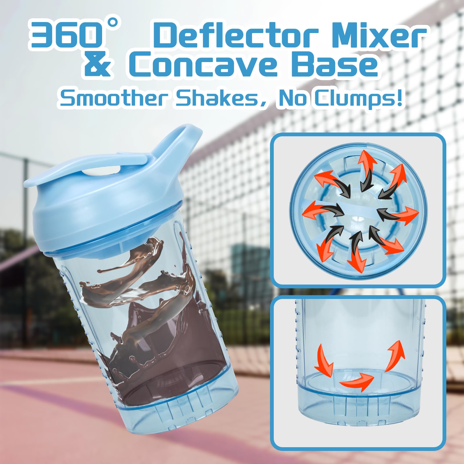 Protein Shaker Bottle 20oz, Leakproof Protein Shaker Cups for Gym, Fitness & Supplements, PETG Material(1 Pack, Blue) — Amazon image 4
