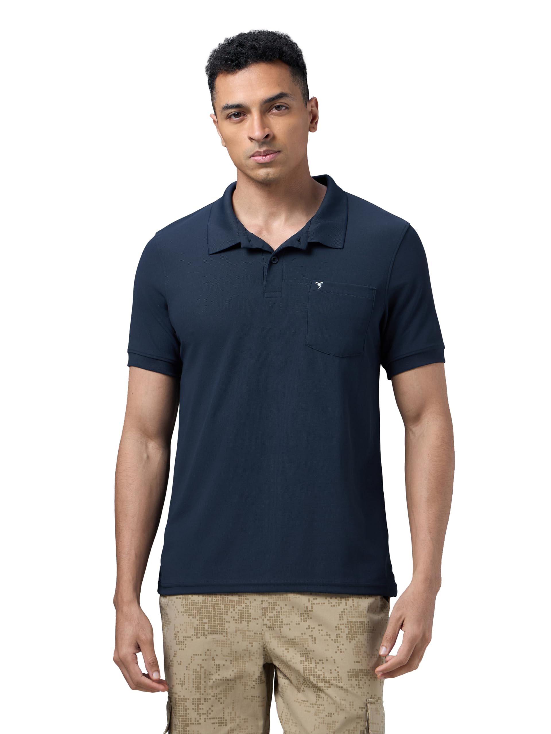 TECHNOSPORT Men's Solid Slim Fit Polo Collar T-Shirt MATPIQ Half Sleeve Button Polyester for Gym Running Workout UPF50+ Anti Odour-picture-36