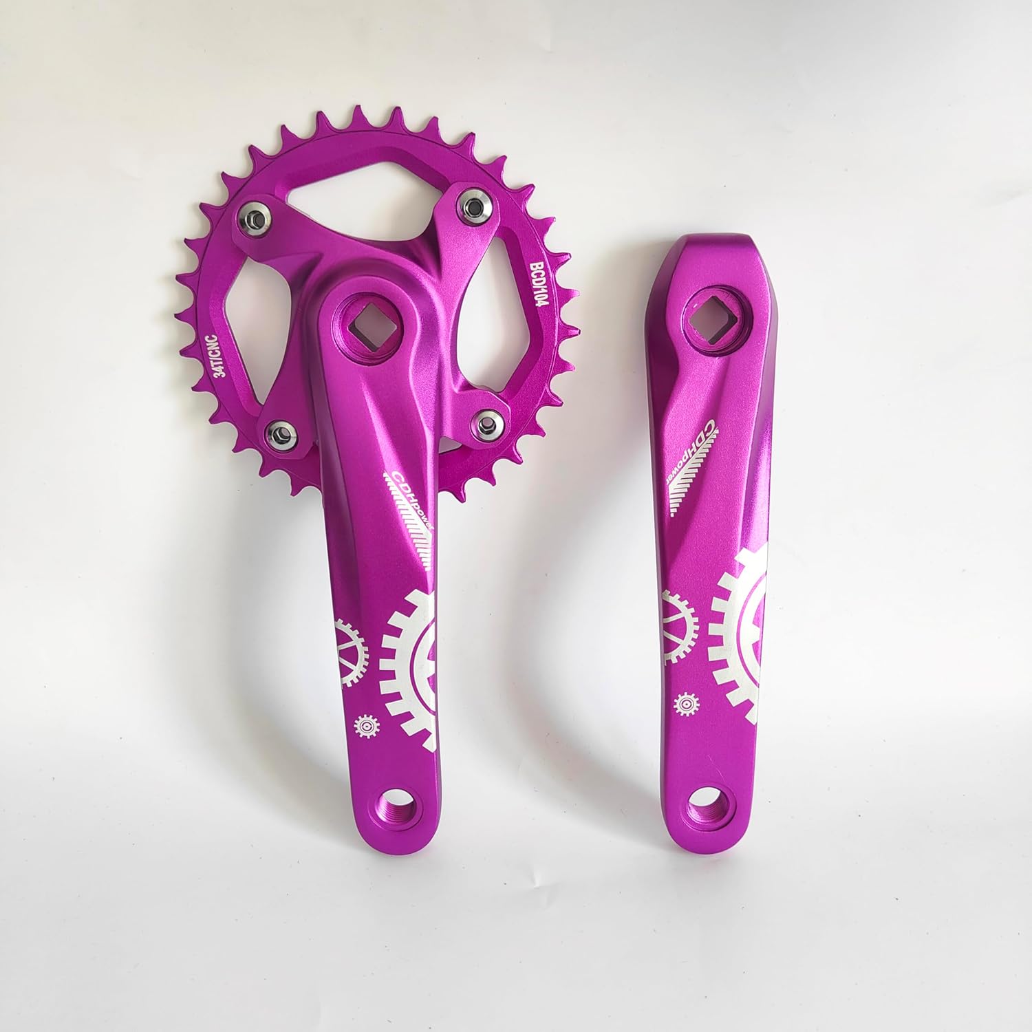CDHPOWER CNC 34T Single Speed Crankset 104BCD 170mm Aluminum for Mountain Road Bike Fixed Gear Bicycle Folding Bicycle
