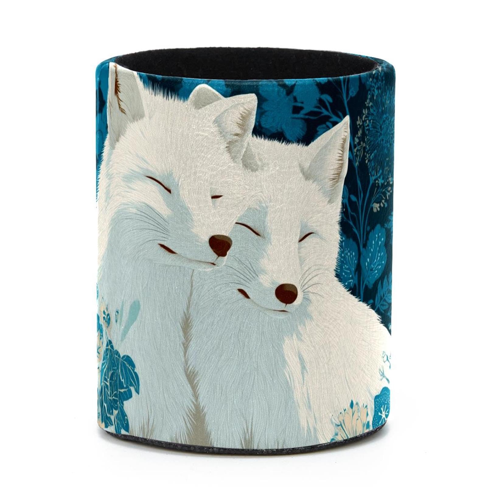 VAPOKF Round Pencil Holders for Desk, Foxes Pen Holders Pen Pot Makeup Brushes Storage Desktop Stationery Supplies Organiser for Home Office