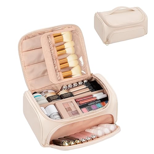 CUBETASTIC Bolsa de maquillaje, bolsa de cosméticos de gran capacidad para viajes, bolsas de maquillaje portátiles para mujeres, estuche de
