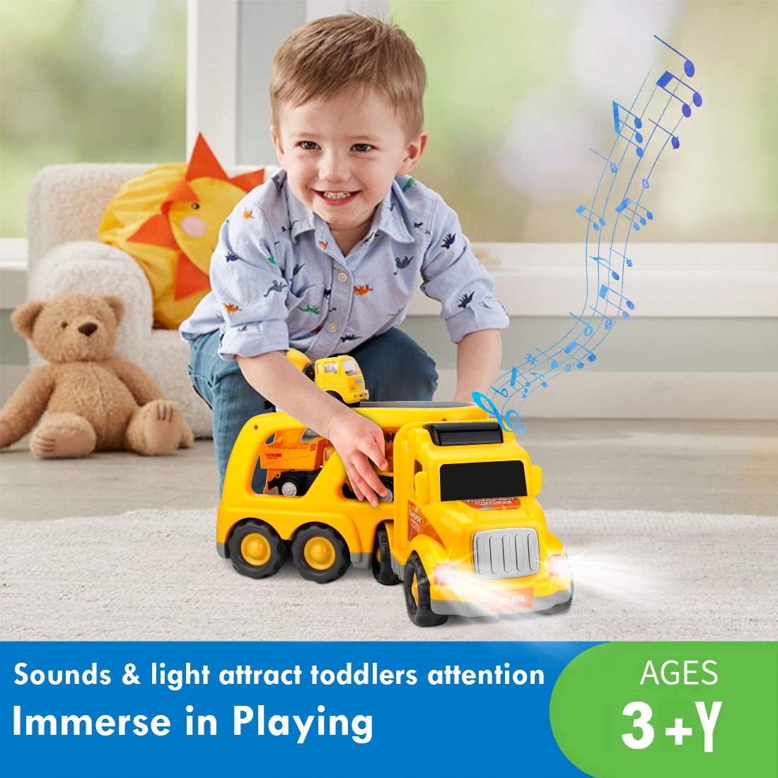SLENPET Construction Truck Toys for 3 Years Old Boys Kids Toddlers