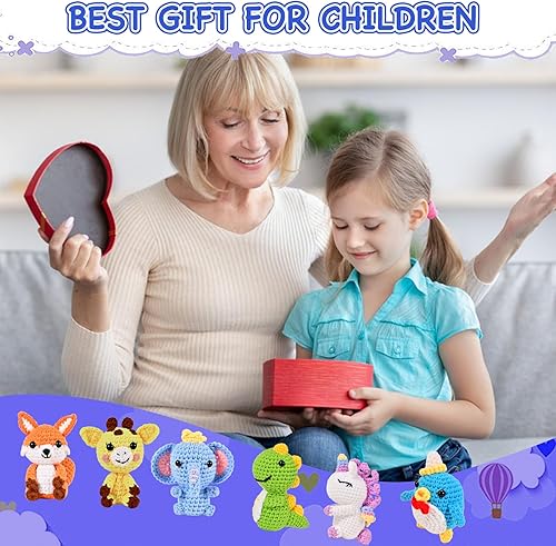 Miniatura 6 de Wunila Kit de ganchillo de 6 piezas para principiantes, manualidades para adultos y niños, gran regalo para amantes del ganchillo, kits de animales