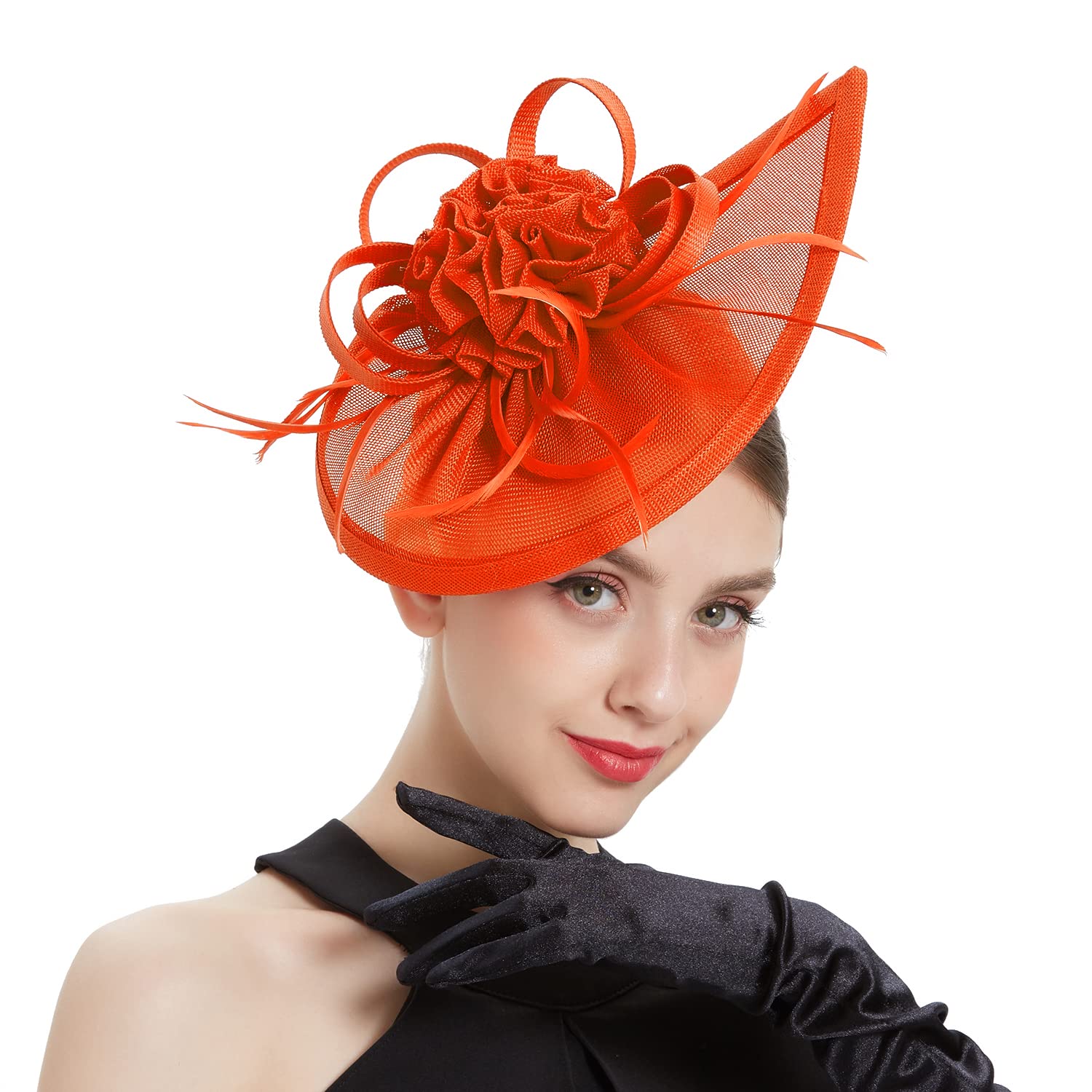 LATIMOON Fascinators Hat for Women Tea Party Headband Mini top Hats Cocktail Flower Mesh Feathers Hair Clip