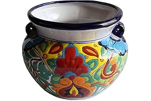 Small-Sized Talavera Ceramic Planter: Vibrant Mexican Rainbow Hues