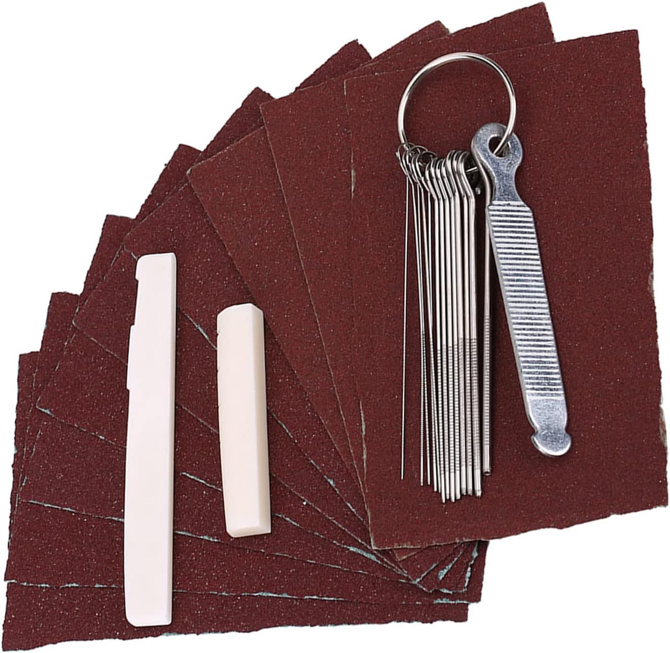 Guitar Bone Bridge Saddle Guitar Bridge Saddle Nut Files Set Guitar Bridge Saddle and Nut Set Kit Guitar Nuts Sand Paper Files DIY Acoustic Guitar Maintenance Tool