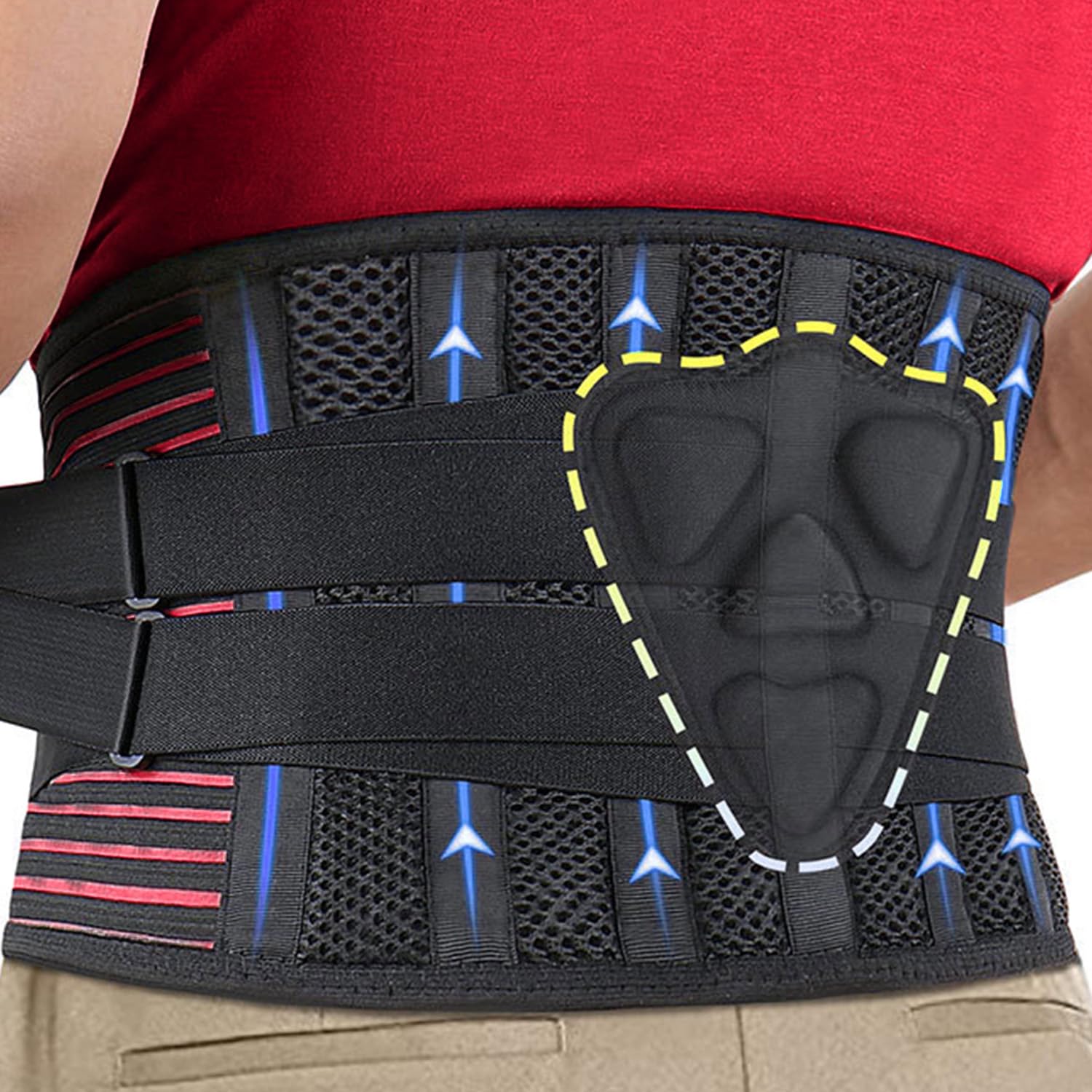 Back Brace for Lower Back Pain Men/Women - Support & Comfort for Arthritis, Muscle Soreness, Herniation Disc, Sciatica - Breathable Mesh with Reinforced Steel & 3D Lumbar Pad Support - Ideal for Office, Driver, Heavy Lifting (Medium)
