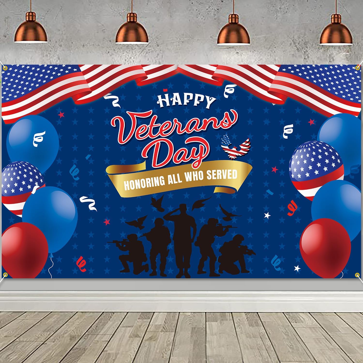 PTFNY Happy Veterans Day Backdrop Banner Veterans Day