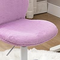 Vista 14 de Linda silla mullida para niños, divertida silla de escritorio con ruedas para estudio, silla giratoria de tocador para niñas con pie blanco