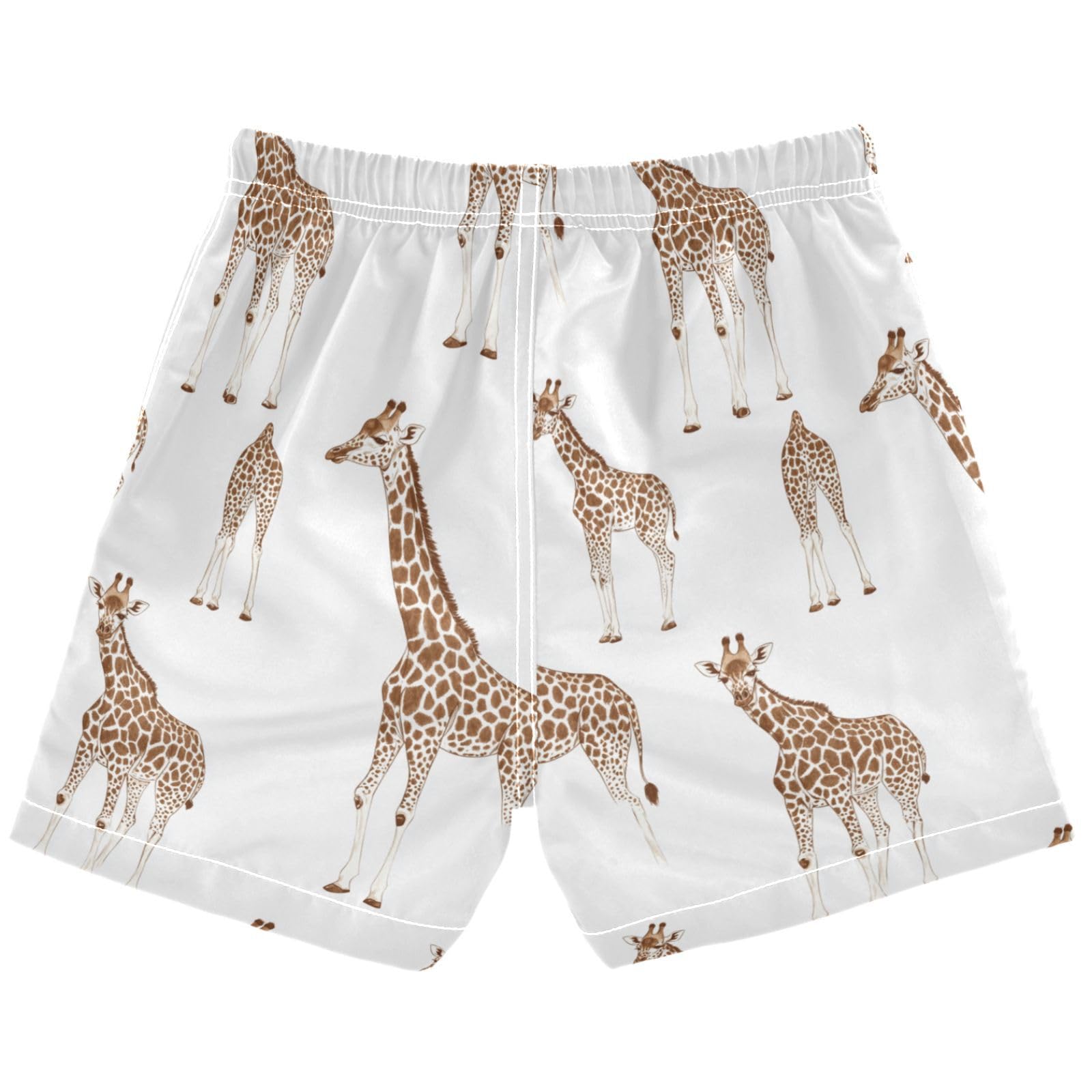 Pigsaly Boys Swim Trunks Watercolor Brown Giraffe Toddler Beach Board Shorts Baby Summer Bathing Suit XL