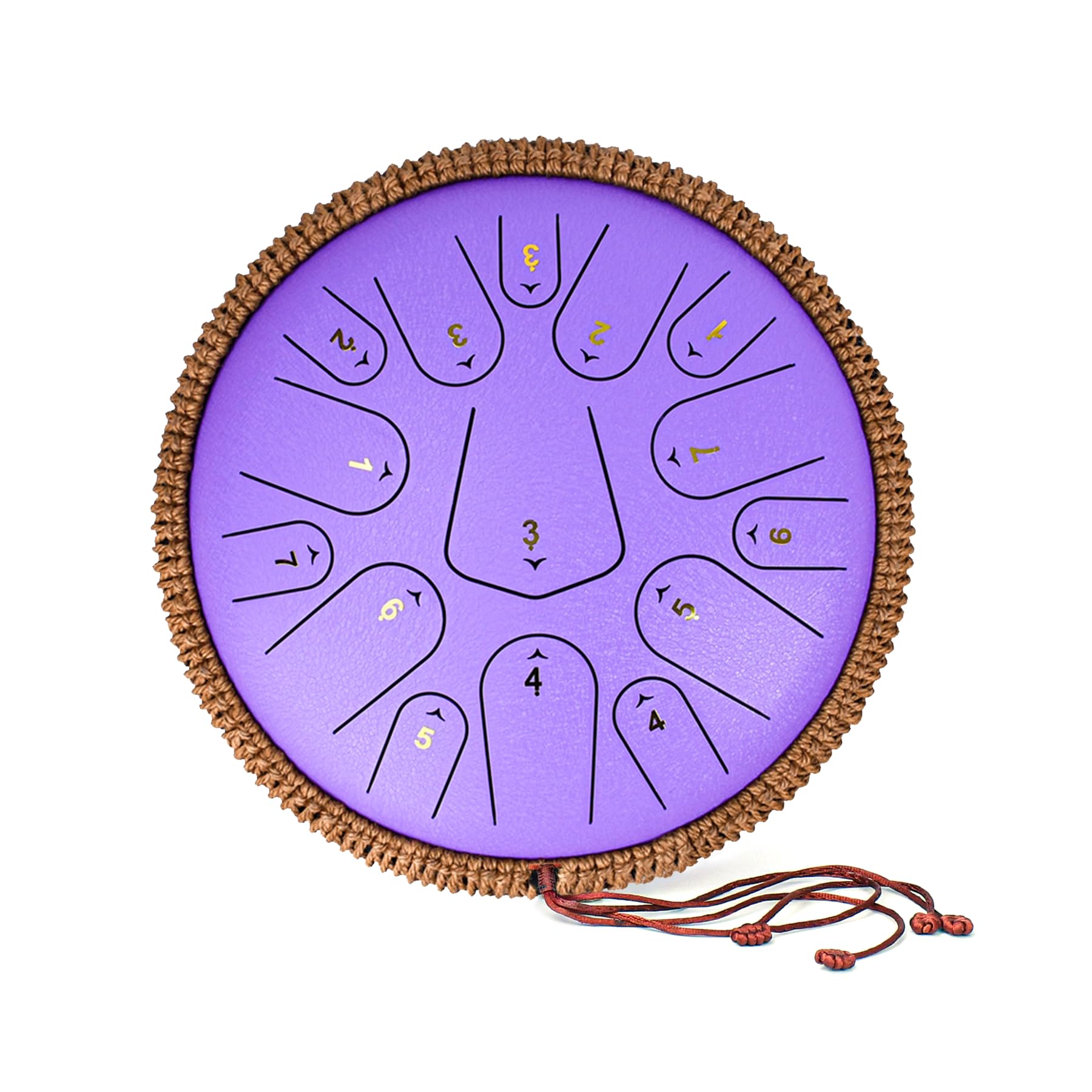 Tambour à langue en acier de 33 cm, 15 notes, do majeur 440 Hz pour adultes, enfants et débutants, cadeau de méditation, avec livre de musique, maillets et sac de transport (violet)