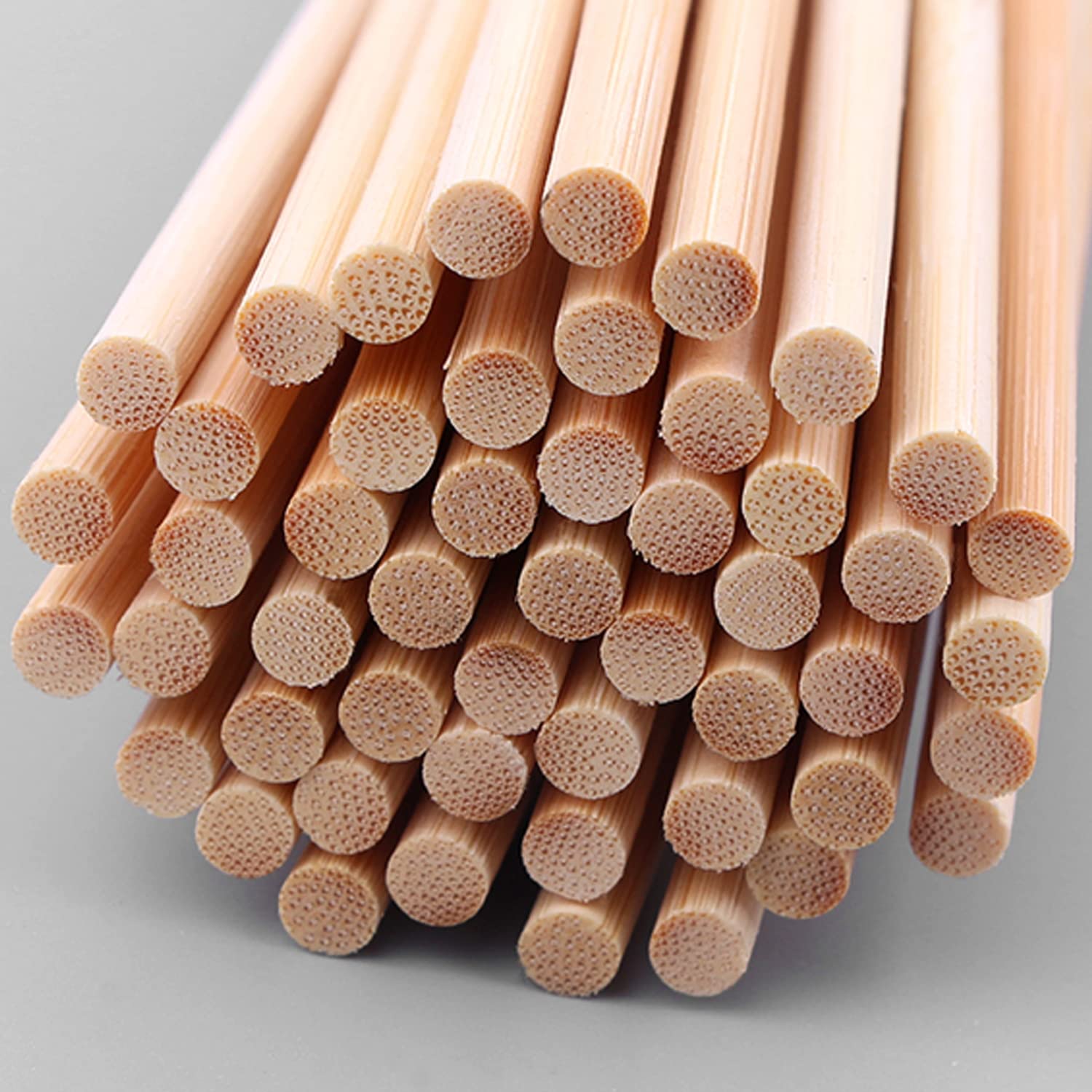 100 tiges de bois - Diamètre 6-10 mm, Longueur 400 mm, Bâtonnets for loisirs créatifs(7x400mm)