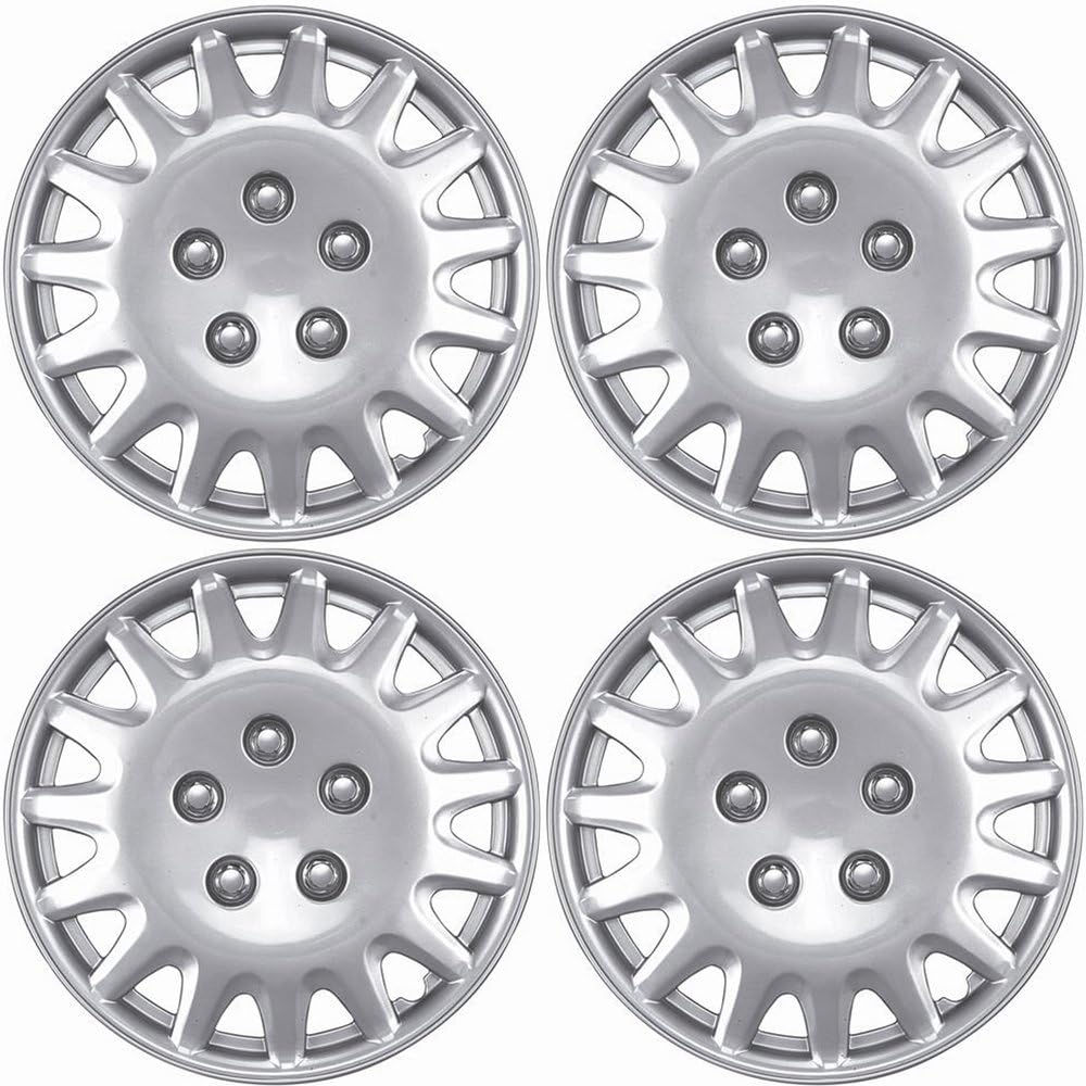 14 inch Hubcaps Best for 2003-2007 Honda Accord - (Set of 4) Wheel Covers 14in Hub Caps Chrome Rim Cover - Car Accessories for 14 inch Wheels - Snap On Hubcap, Auto Tire Replacement Exterior Cap