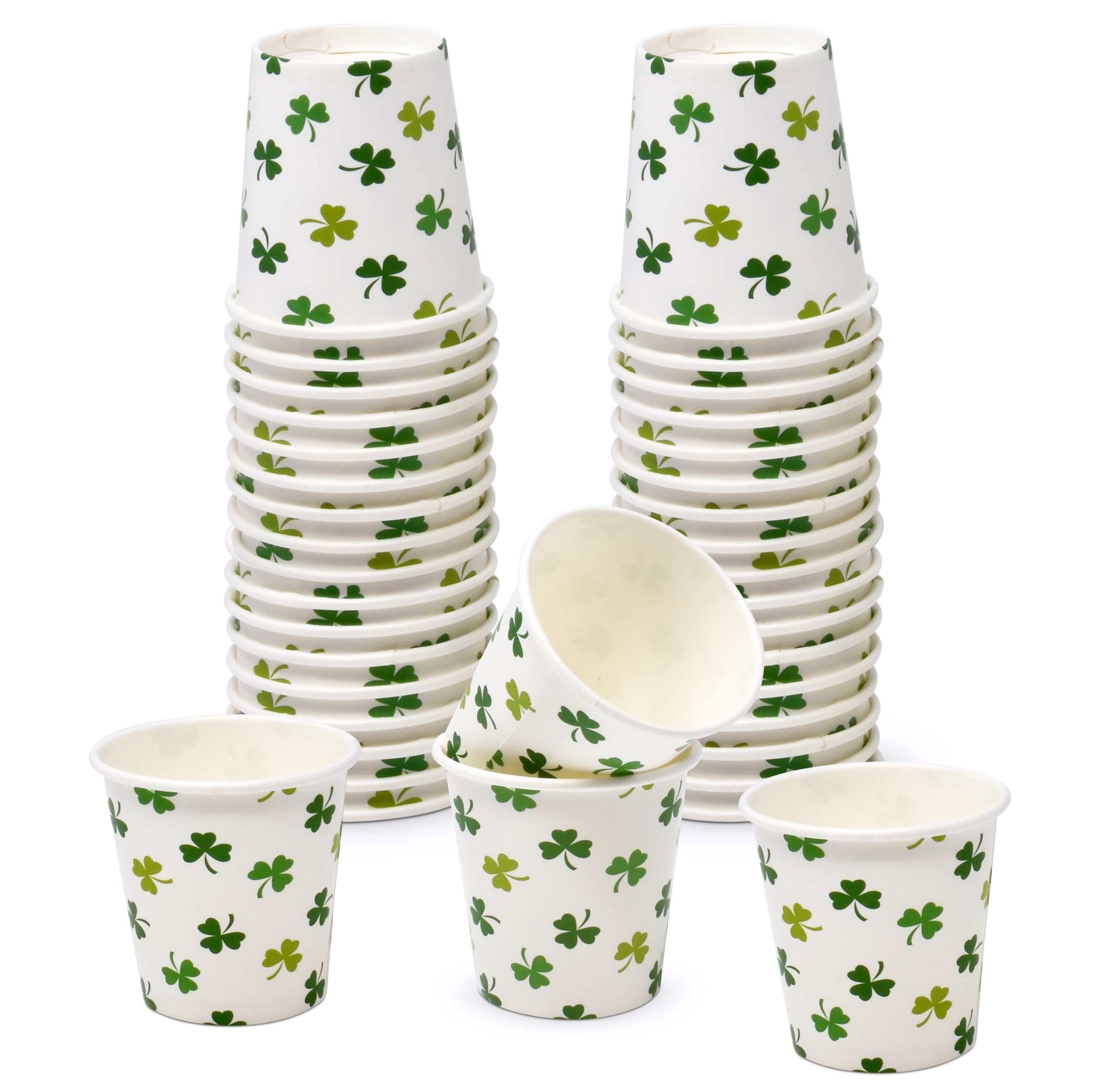 Gift Boutique250 Paper 2 Oz Shot Cups St Patrick's day Shamrock Disposable Shot Glasses Green Mini Party Cups for Drinking Serving Snack Samples Tasting for Beverage Drinks Supplies & Decorations