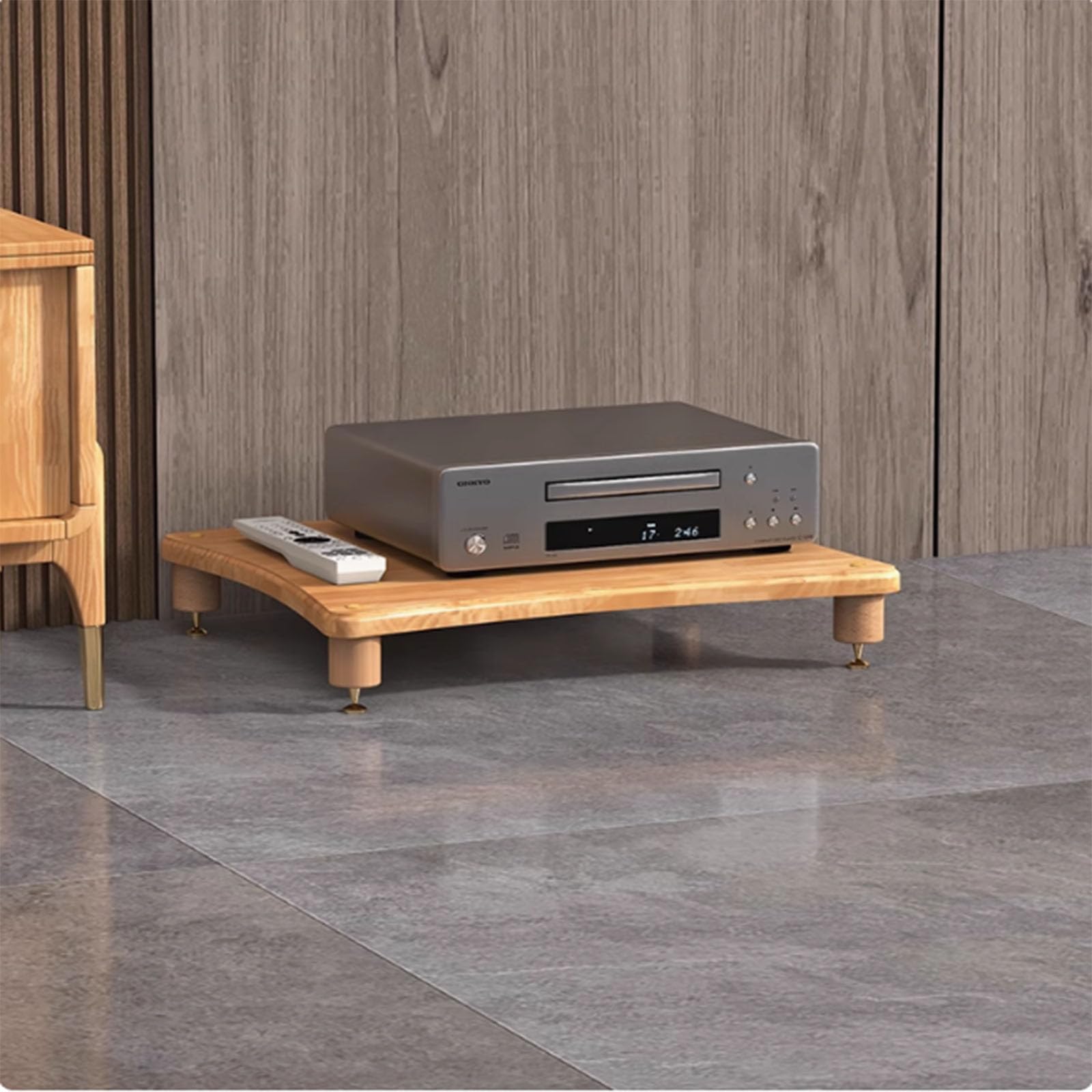 Solid Wood Audio Rack Amplifier Rack AV Media Stand Audio Video Rack 1/ 2/3/4 Layer Media Stand DVD/CD Player Stand HiFi Rack Record Stand Corner Rack for Home/Office/Theater Audio Video Storage Rack