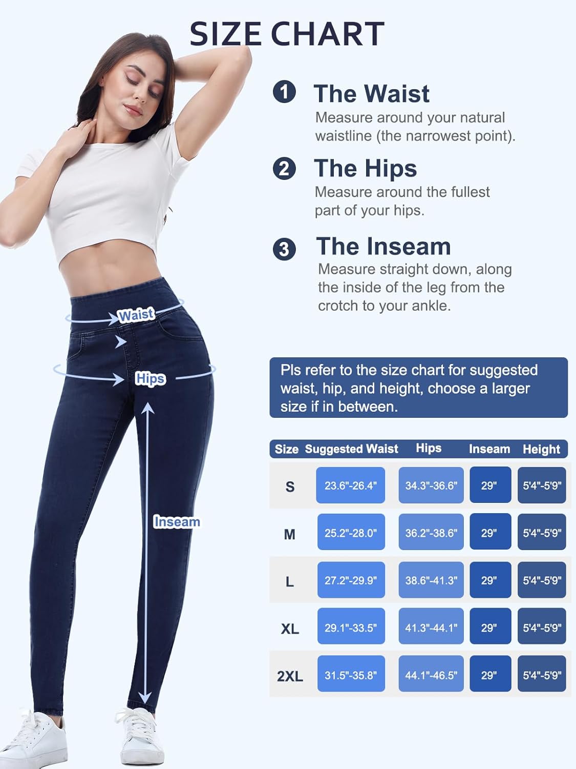 Pull on Skinny Jeans for Women, Stretchy High Waisted Leggings Trendy Tummy Control Demin Jegging with Pockets - Image 7