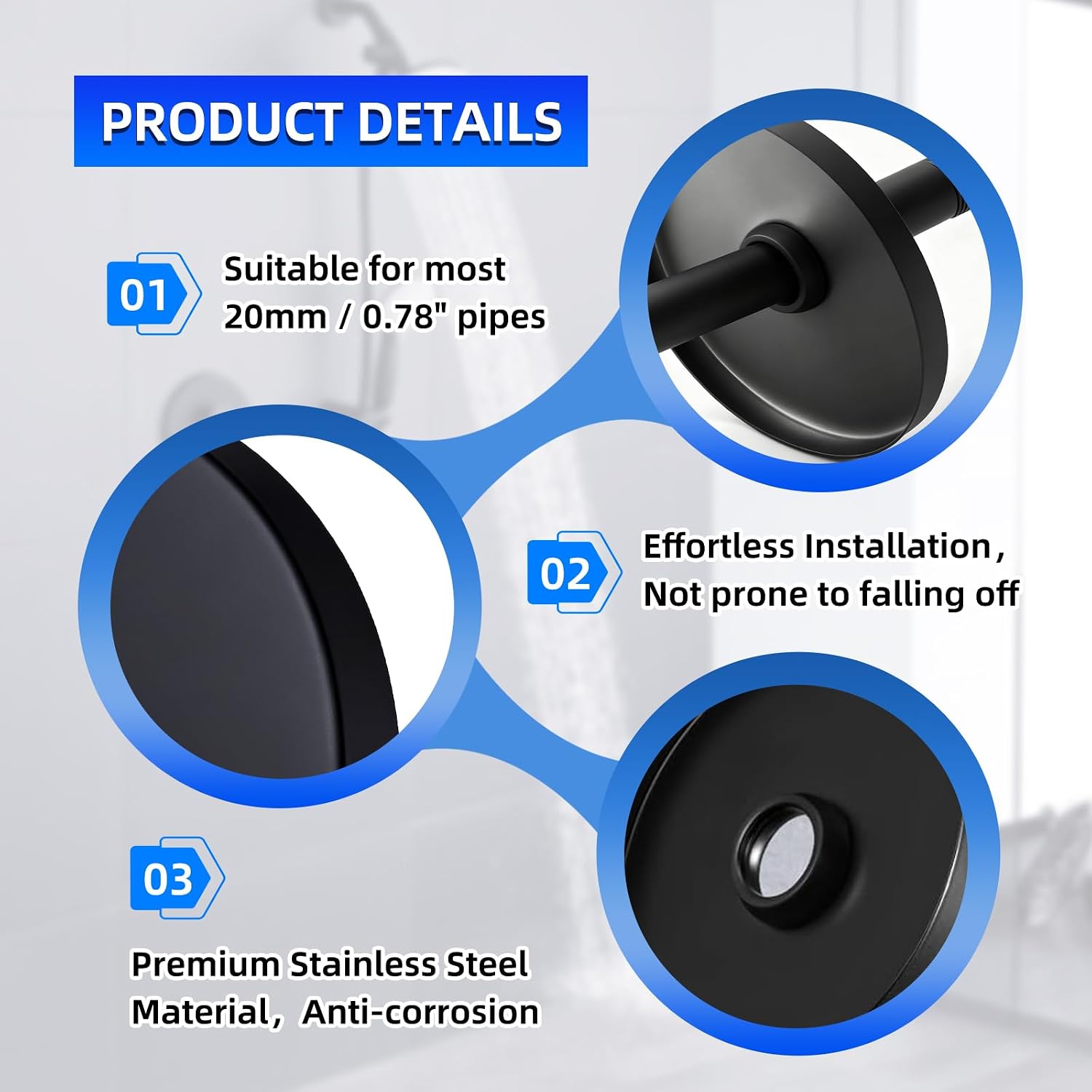 Black Shower Arm Flange Cover Plate 4 Inch Outer Diameter, Round Plumbing Cover Plates Shower Head Escutcheon Plate Ring Pipe Wall Covers Plates image 3